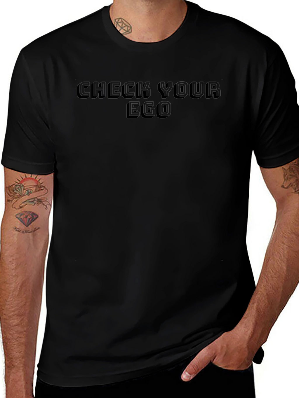 Check Your Ego Black Graphic Tee