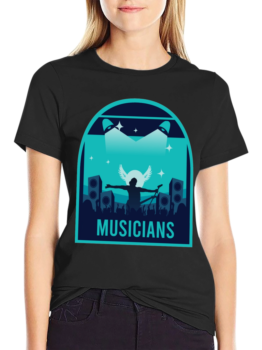 Musicians Graphic Print Black T-Shirt