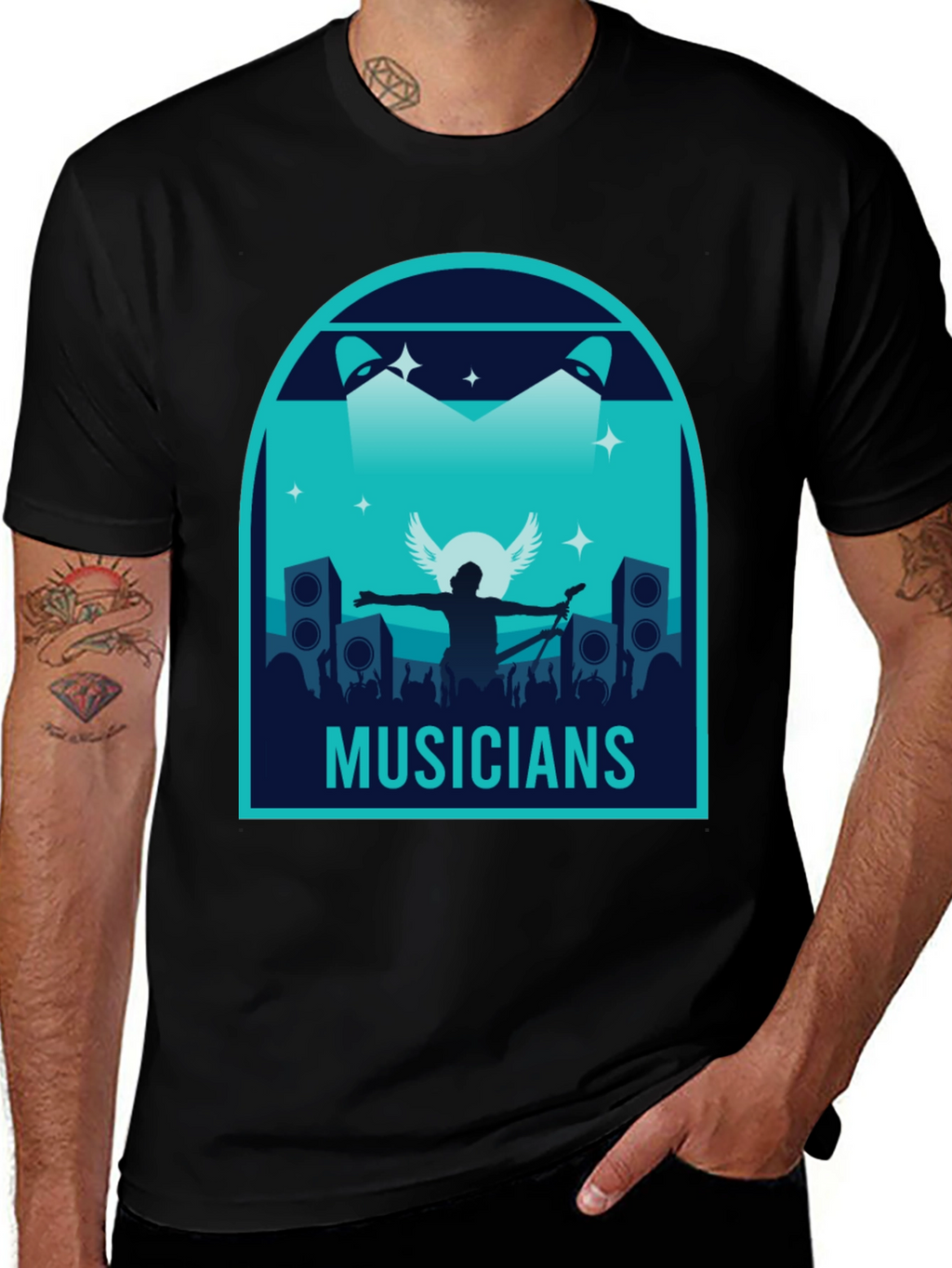 Musicians Graphic Print Black T-Shirt