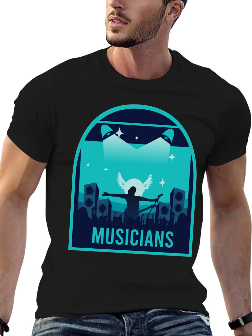 Musicians Graphic Print Black T-Shirt