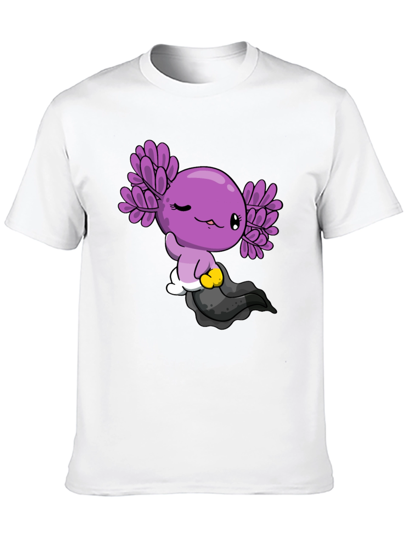 Axolotl Cartoon Graphic Black T-Shirt