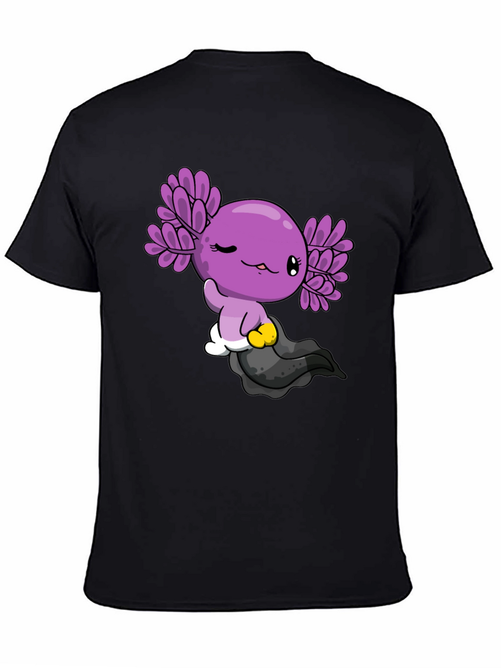 Axolotl Cartoon Graphic Black T-Shirt