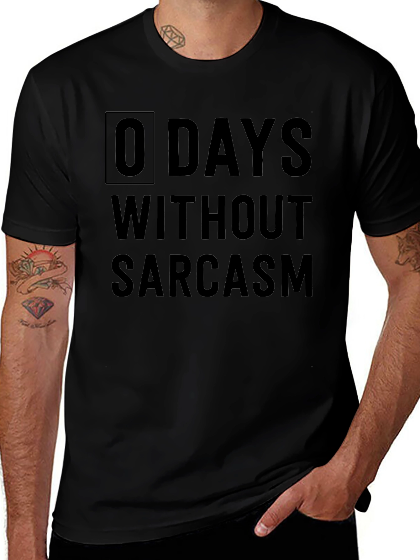 0 Days Without Sarcasm Graphic Tee - Black