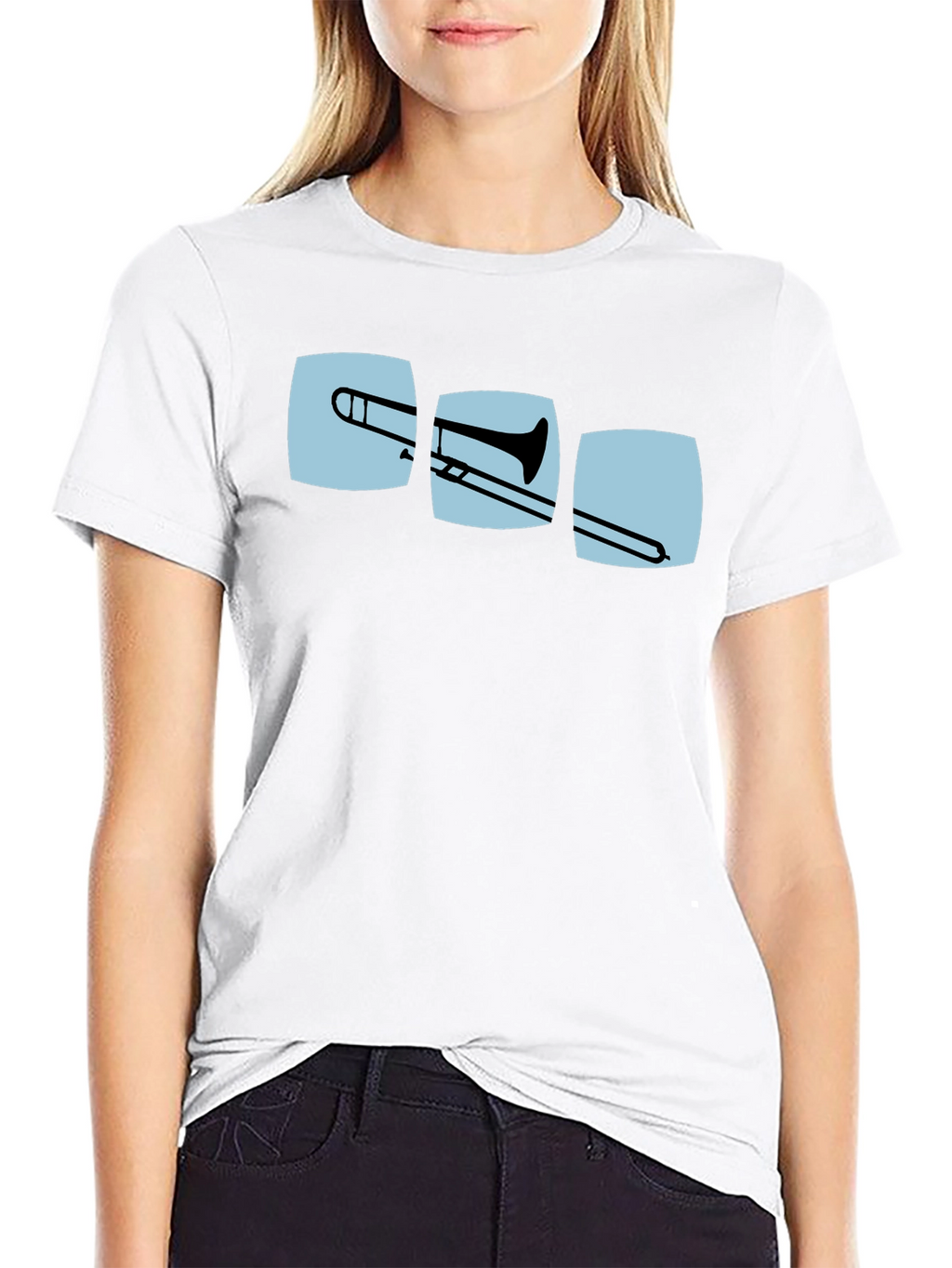 Trombone Graphic Print Black T-Shirt