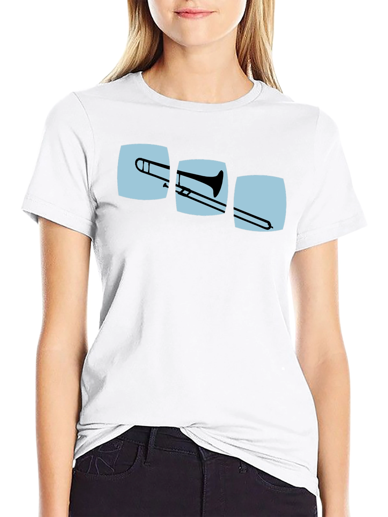 Trombone Graphic Print Black T-Shirt