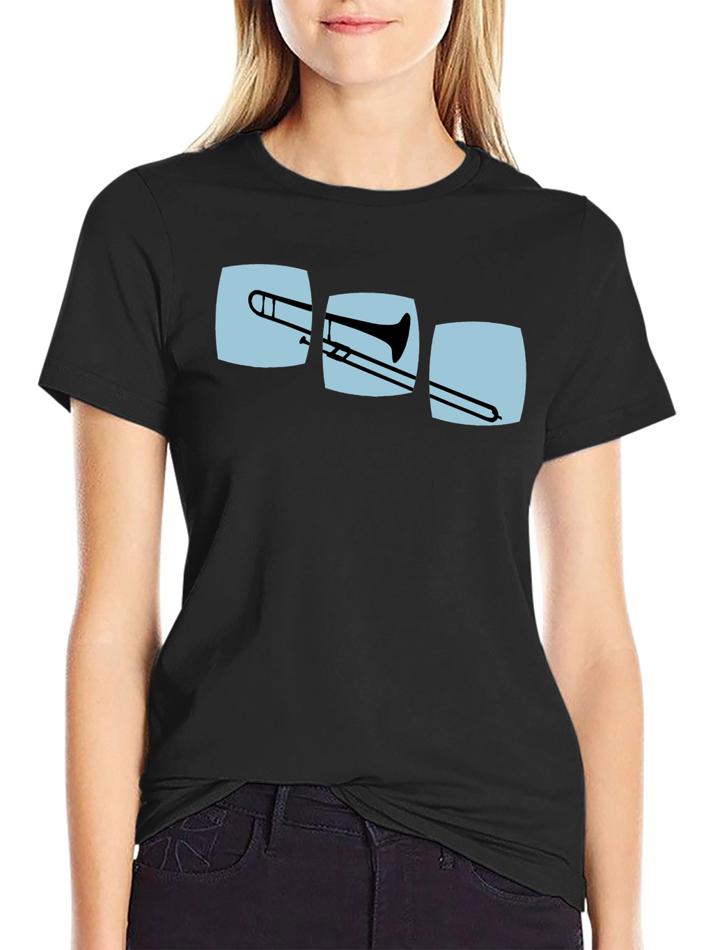 Trombone Graphic Print Black T-Shirt