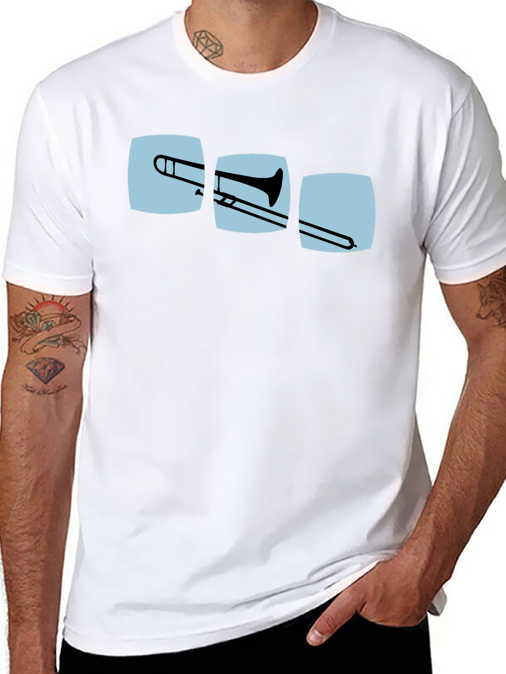 Trombone Graphic Print Black T-Shirt