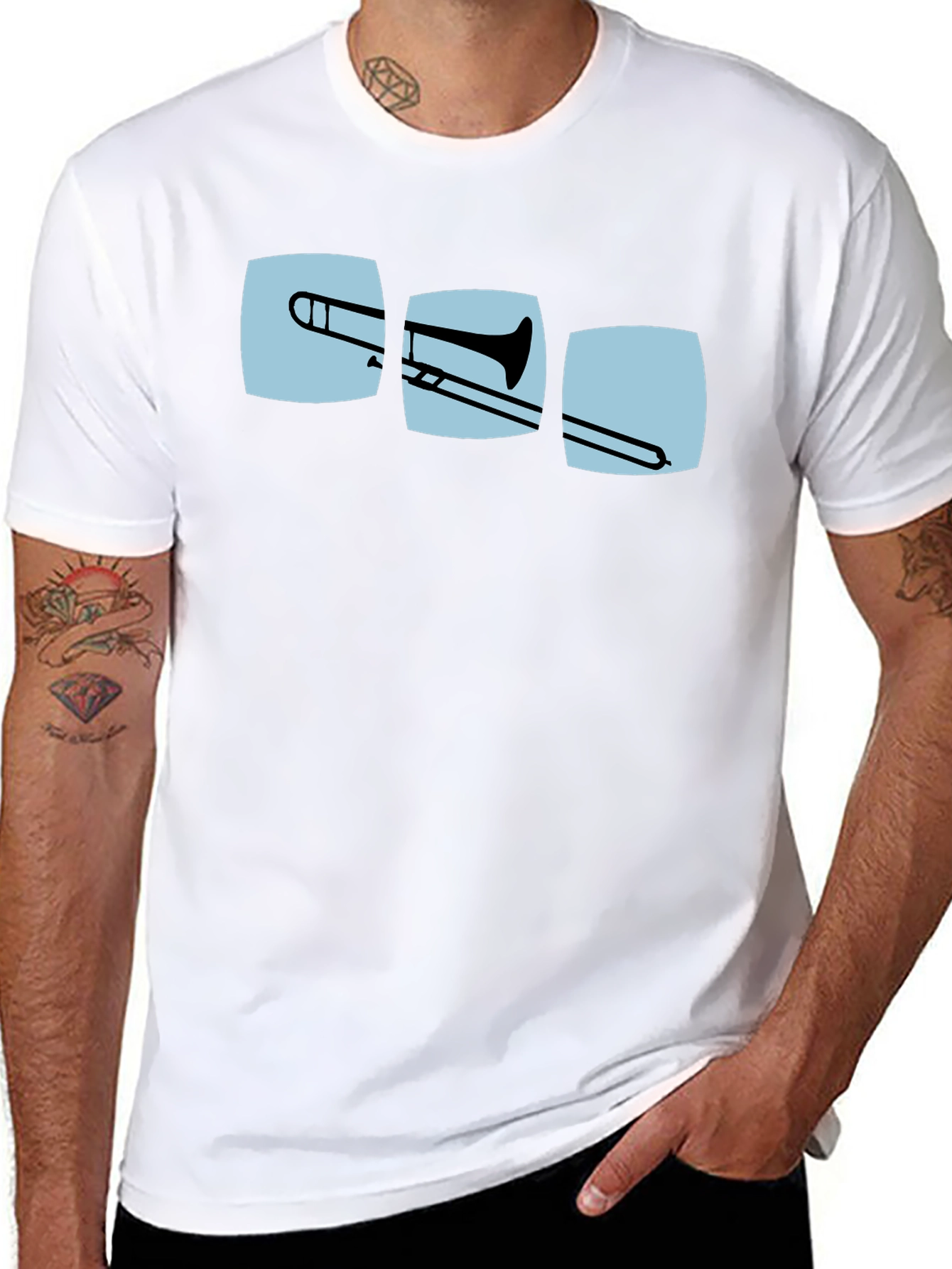 Trombone Graphic Print Black T-Shirt