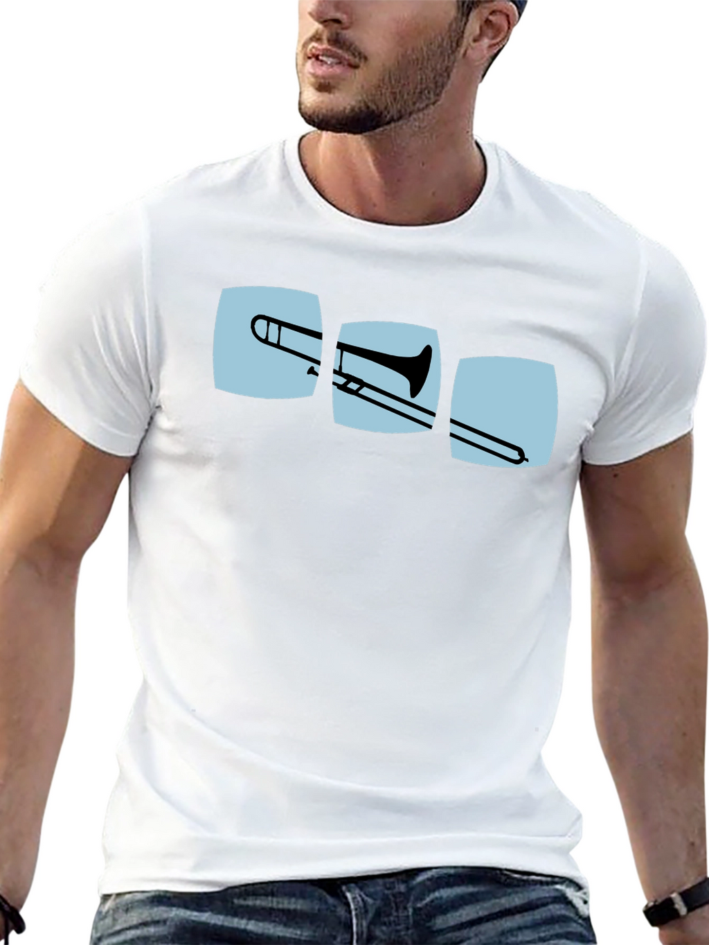 Trombone Graphic Print Black T-Shirt