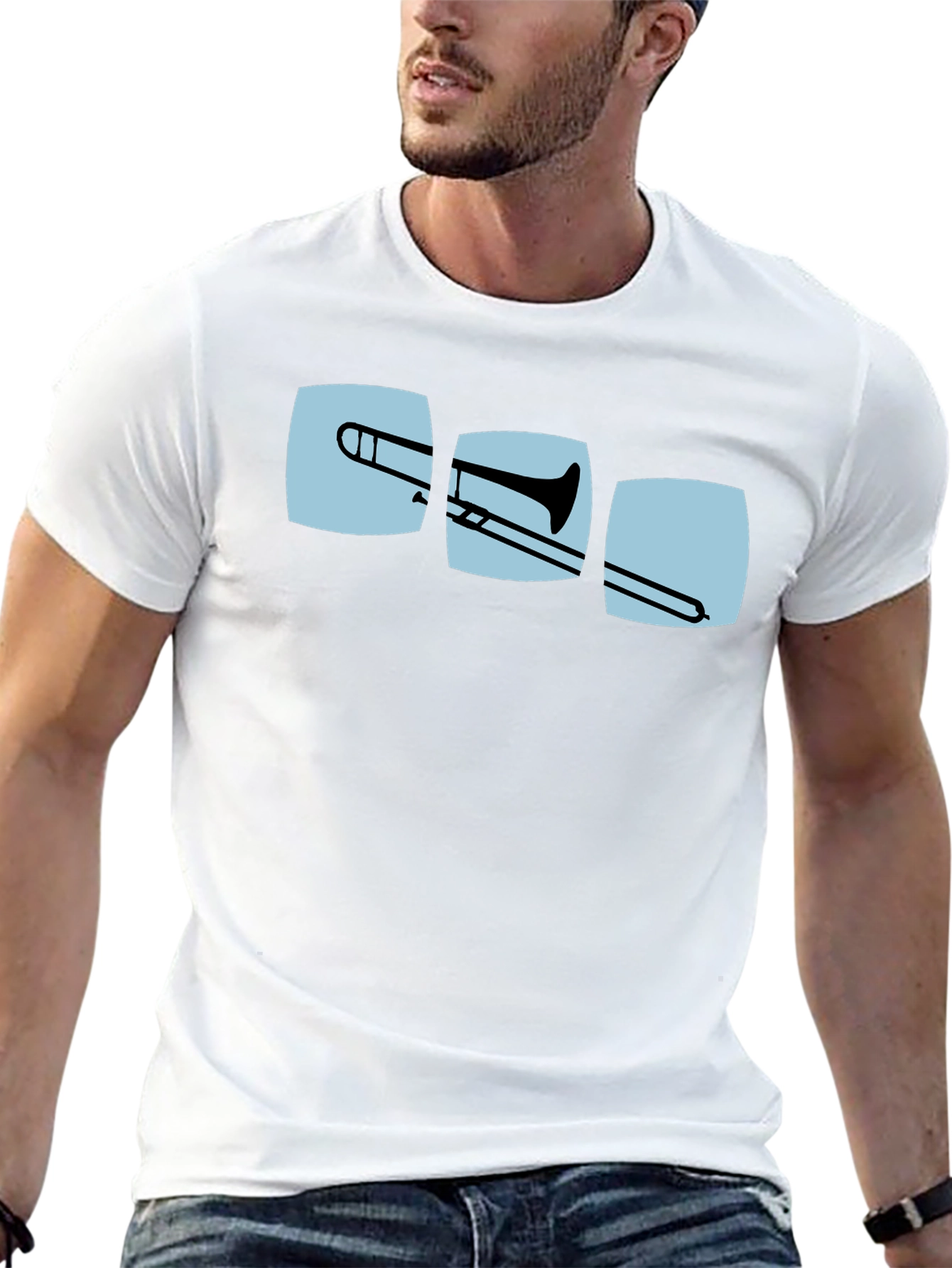 Trombone Graphic Print Black T-Shirt