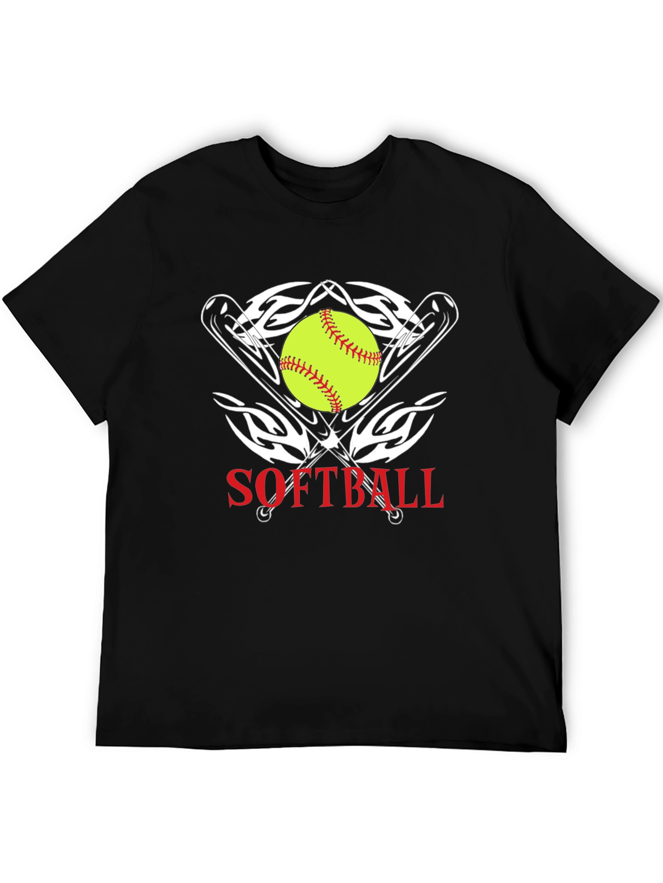 Softball Graphic Tee - Black Cotton