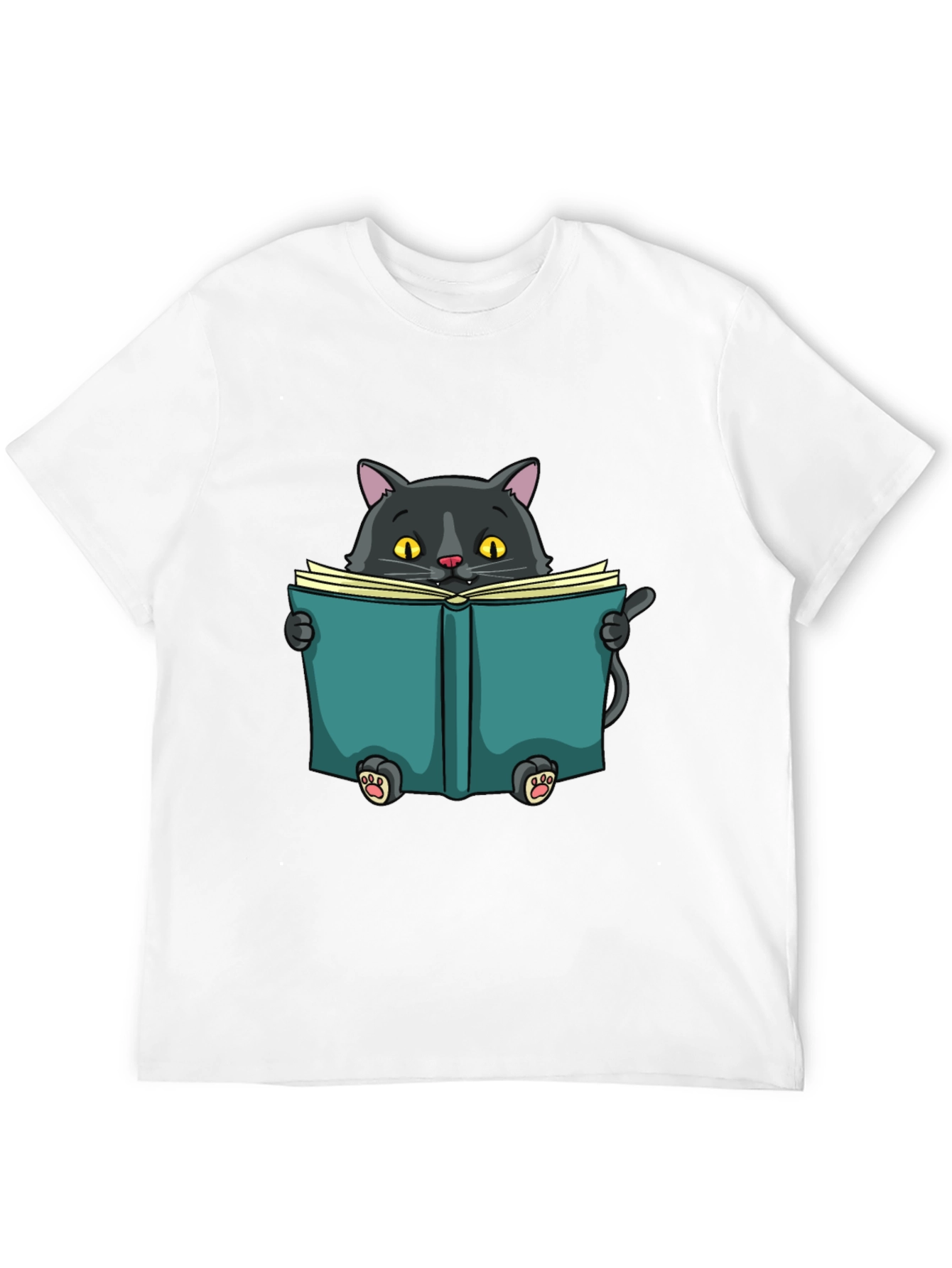 Reading Cat Graphic T-Shirt