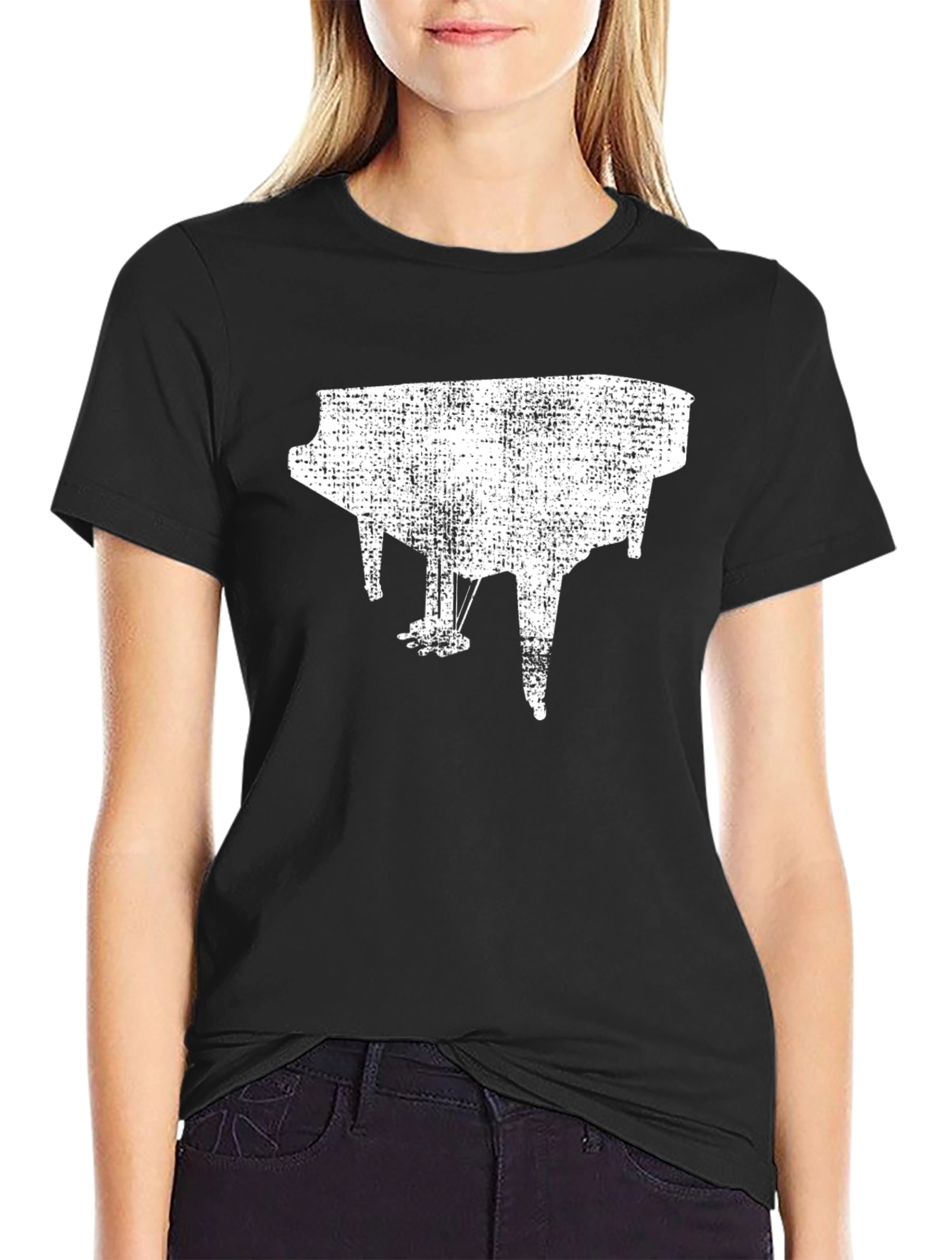 Piano Graphic Black T-Shirt - Music Lover Tee