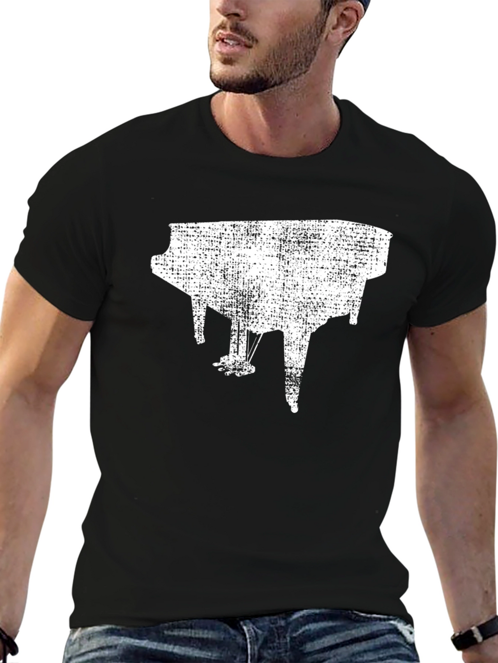 Piano Graphic Black T-Shirt - Music Lover Tee