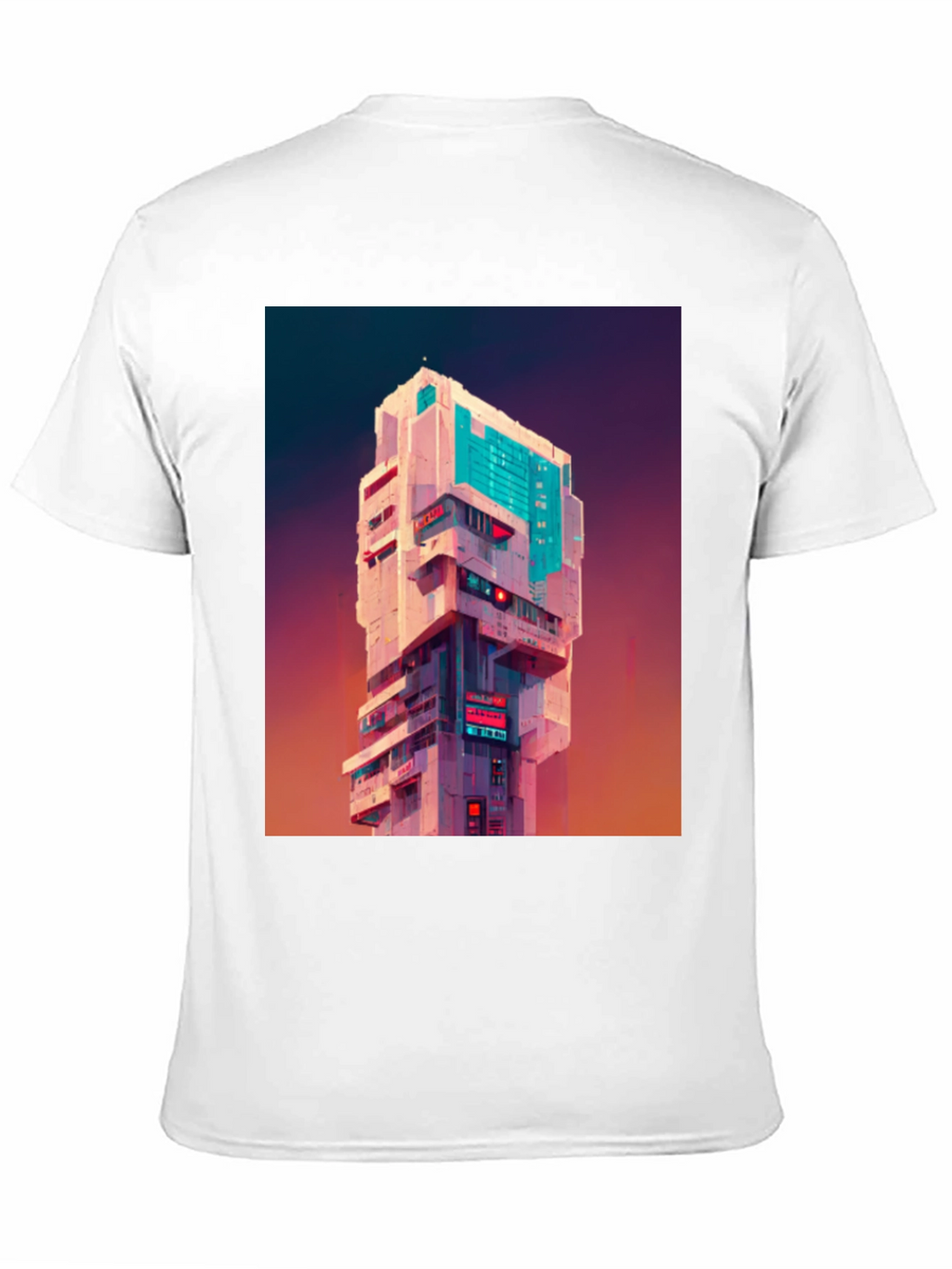 Cyberpunk Building Graphic Tee - Black T-Shirt