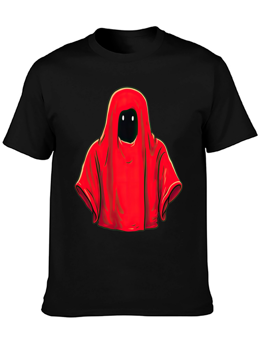 Red Hooded Figure Graphic Tee - Unisex Black T-Shirt