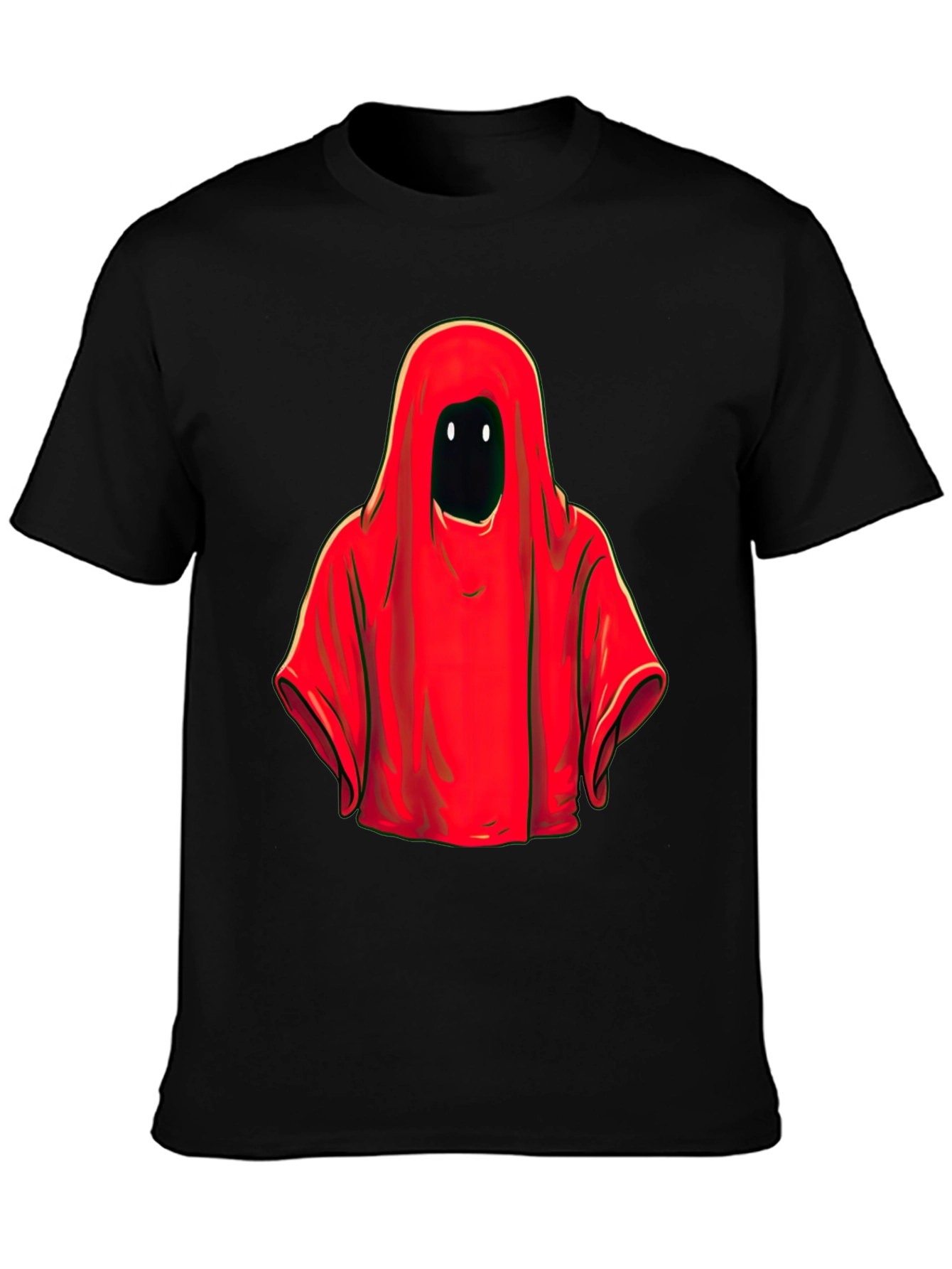 Red Hooded Figure Graphic Tee - Unisex Black T-Shirt