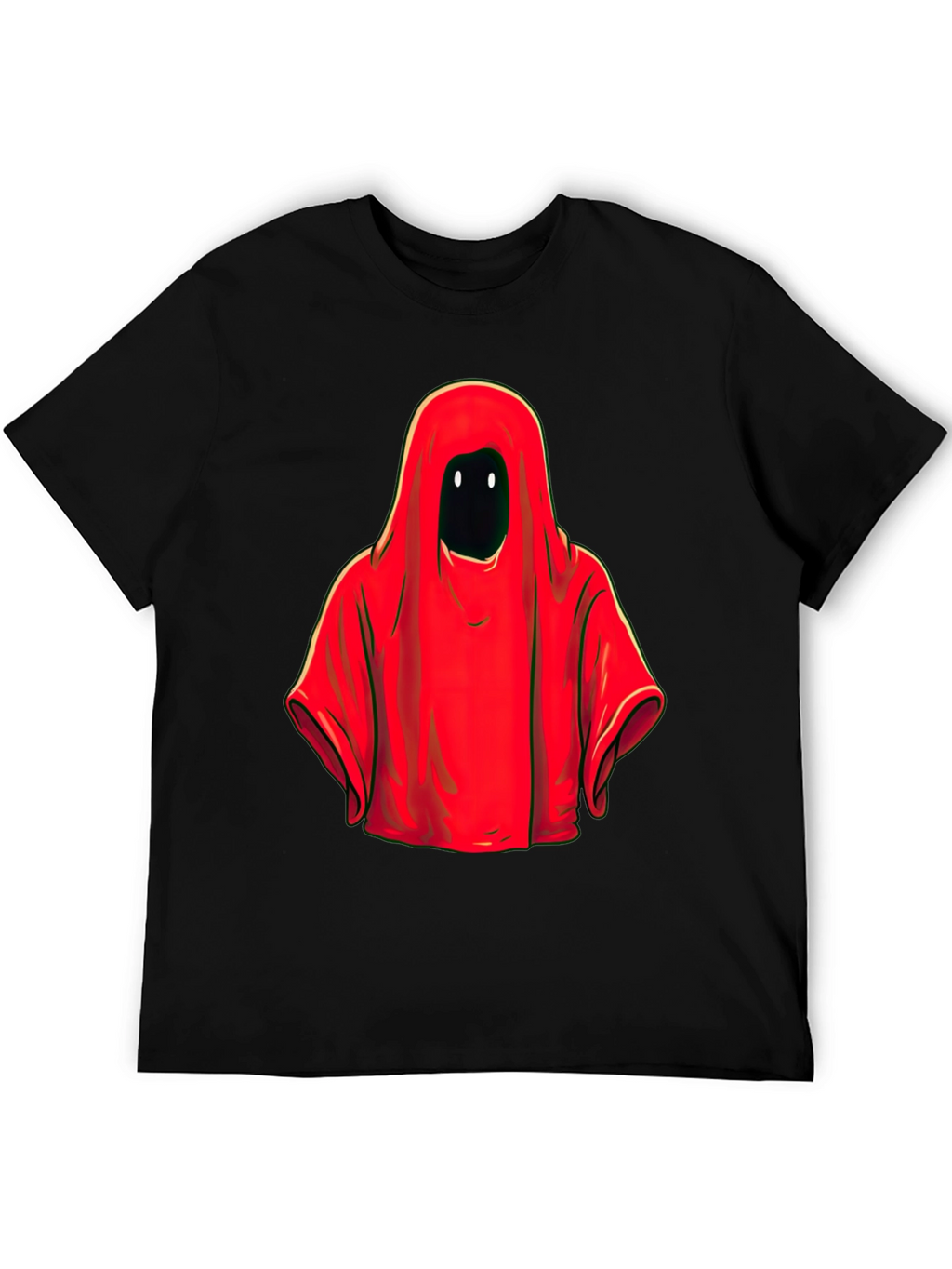Red Hooded Figure Graphic Tee - Unisex Black T-Shirt