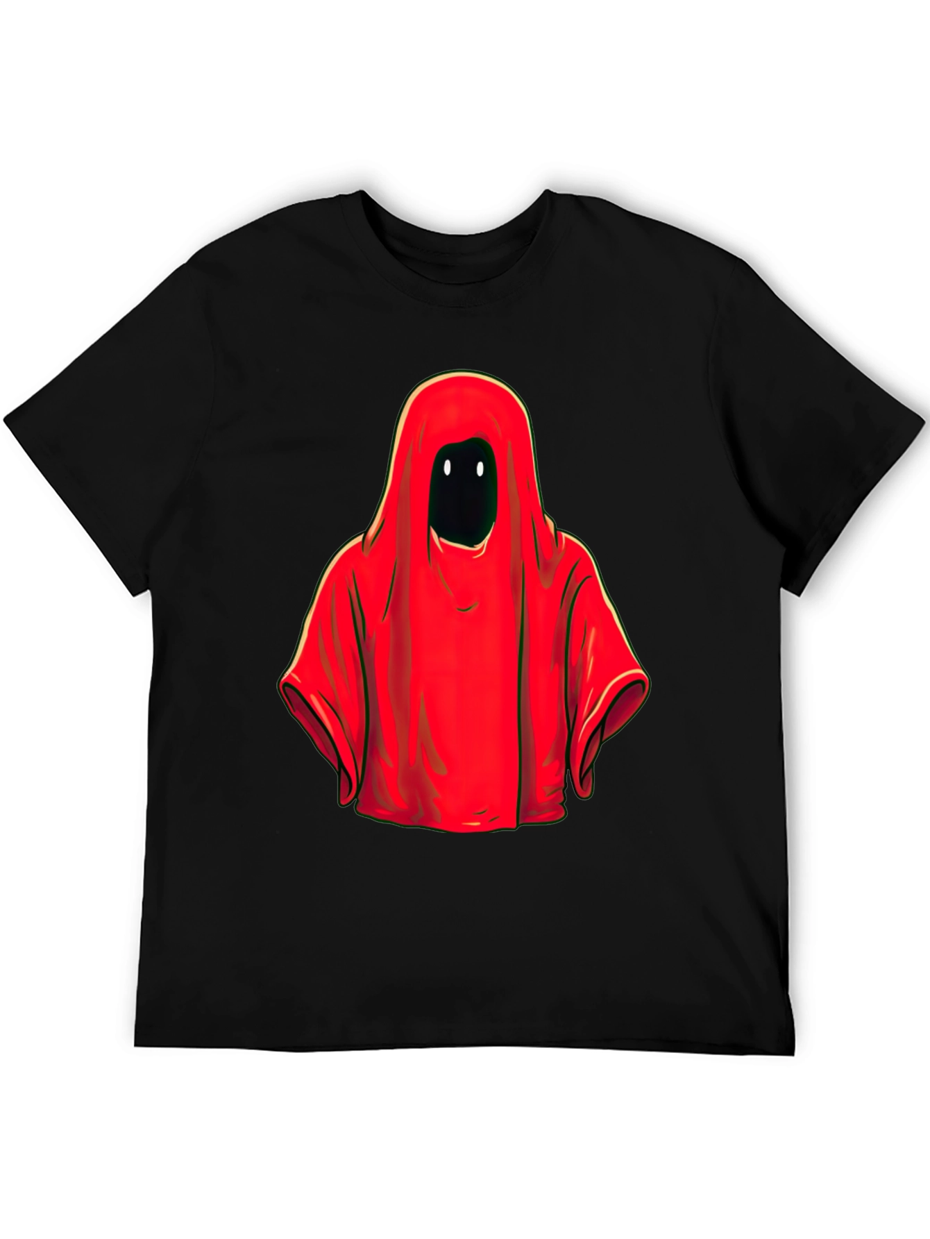 Red Hooded Figure Graphic Tee - Unisex Black T-Shirt