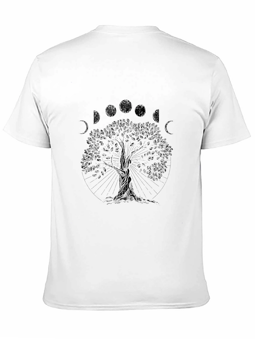 Mens Black Tree of Life Moon Phases Graphic Tee