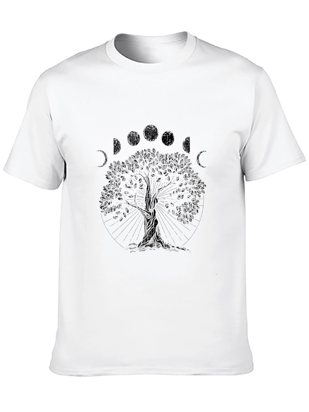 Mens Black Tree of Life Moon Phases Graphic Tee