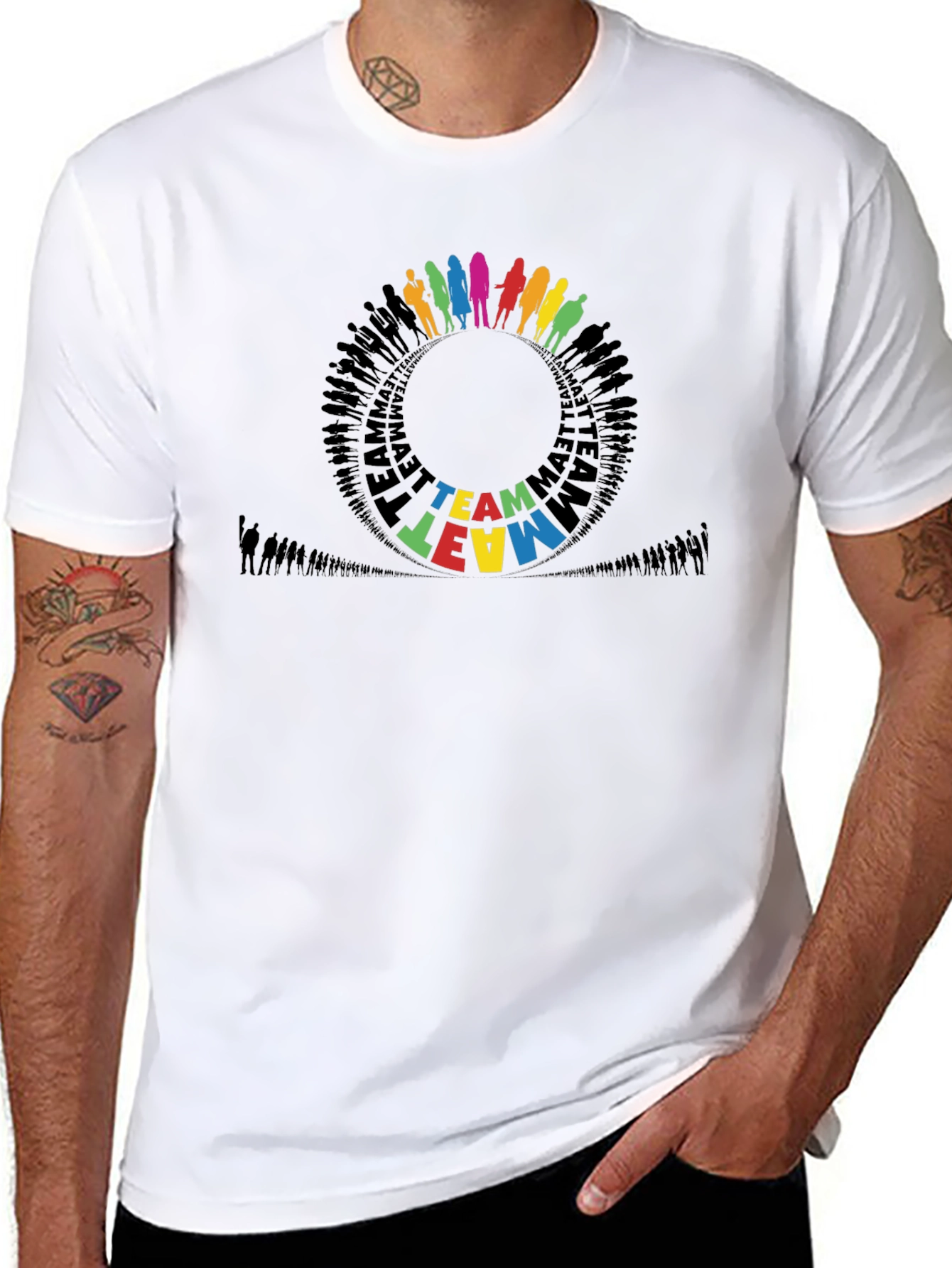 Teamwork Circle Graphic Black T-Shirt