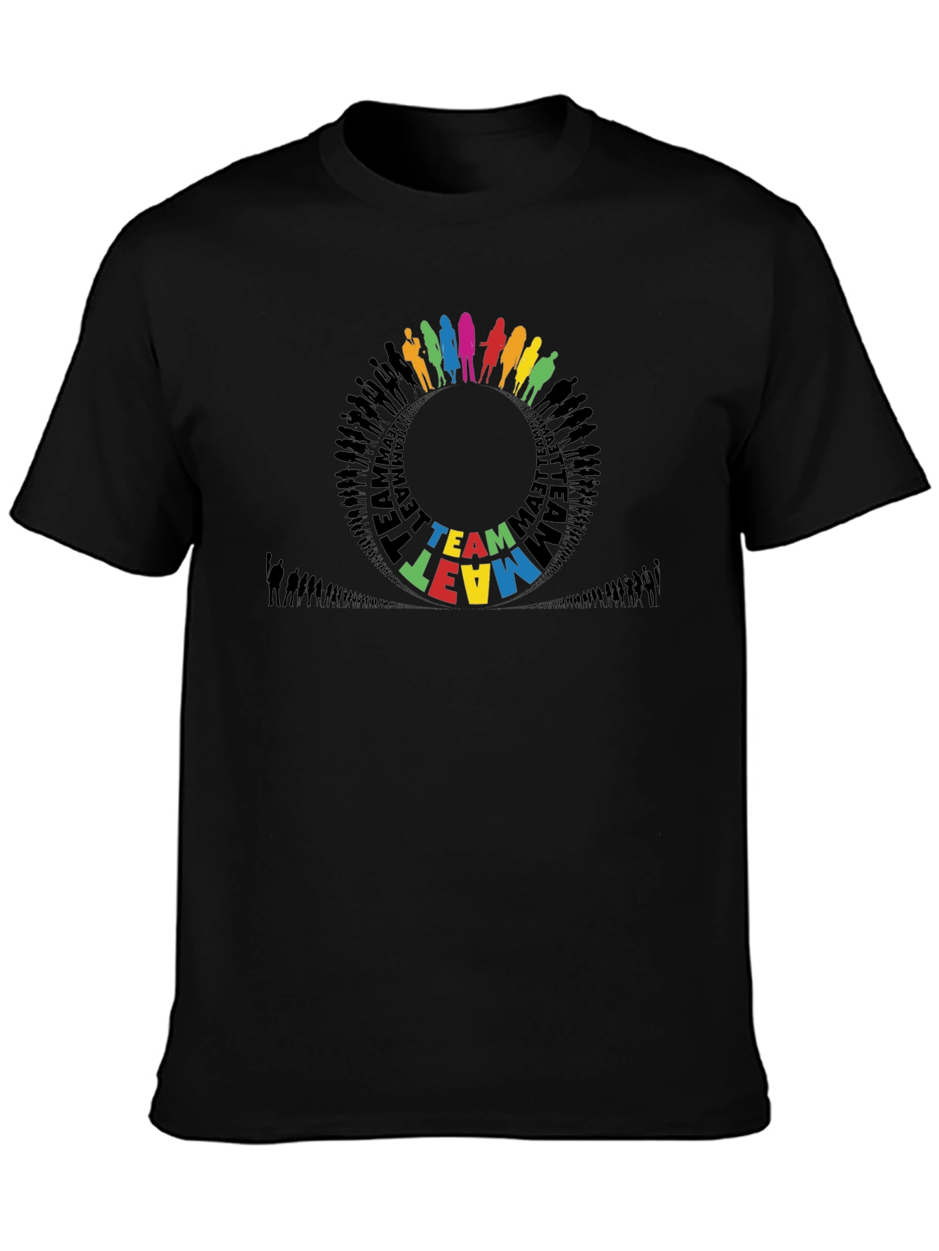Teamwork Circle Graphic Black T-Shirt