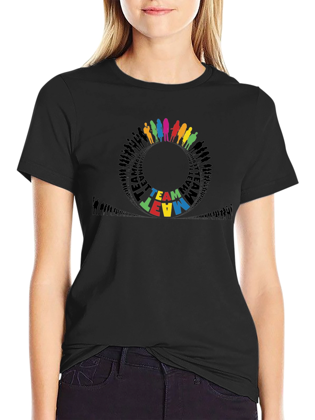 Teamwork Circle Graphic Black T-Shirt