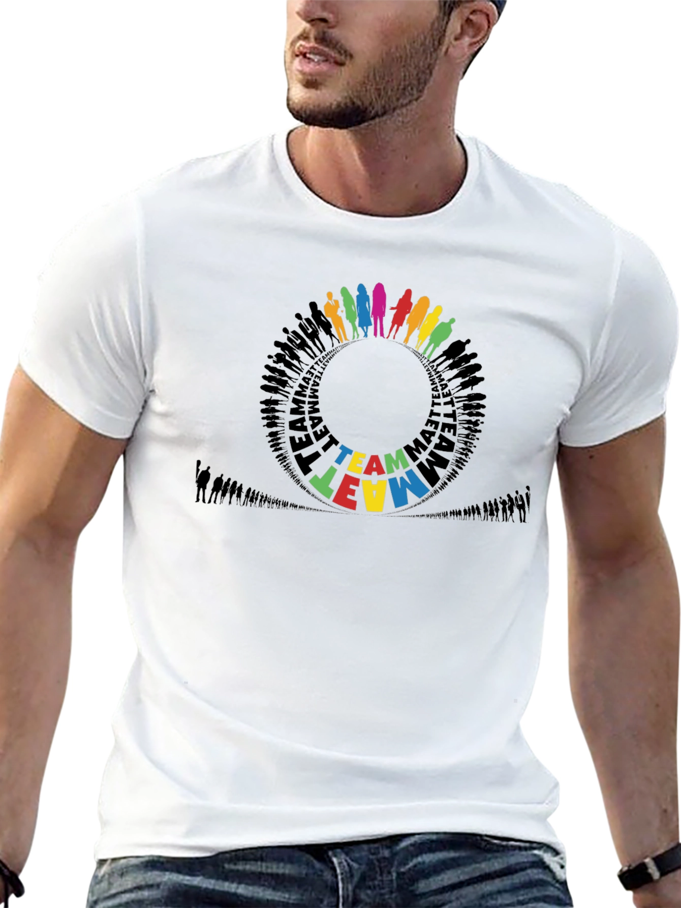 Teamwork Circle Graphic Black T-Shirt