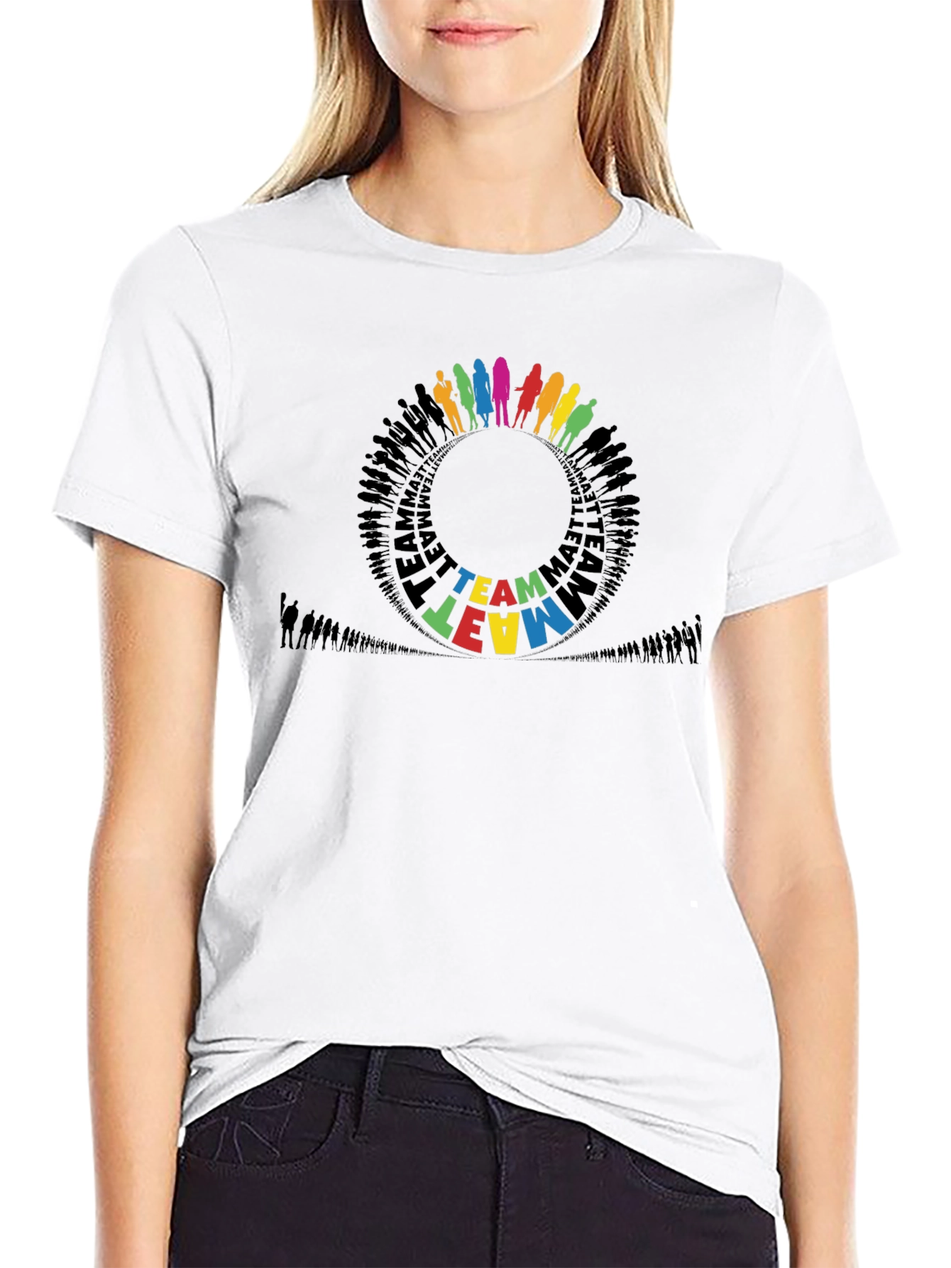 Teamwork Circle Graphic Black T-Shirt