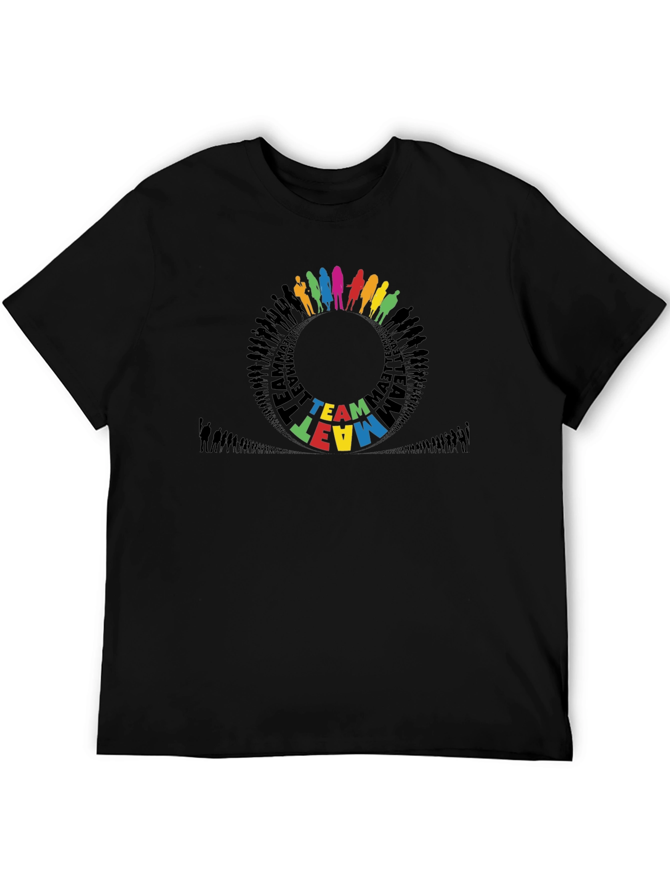 Teamwork Circle Graphic Black T-Shirt