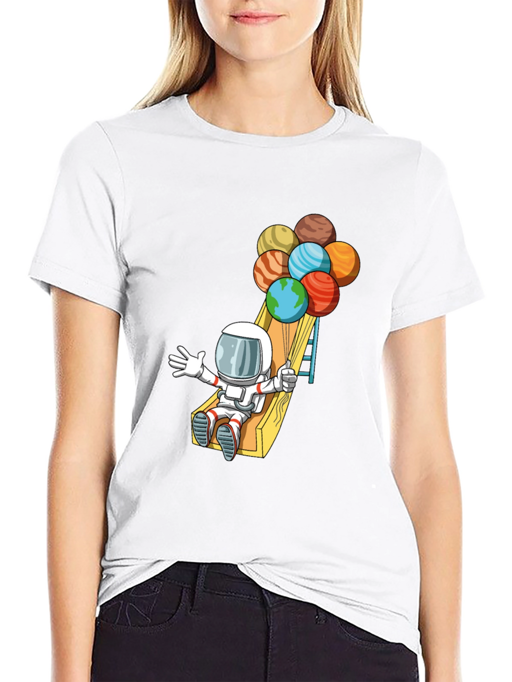 Astronaut Planet Balloons Graphic Tee