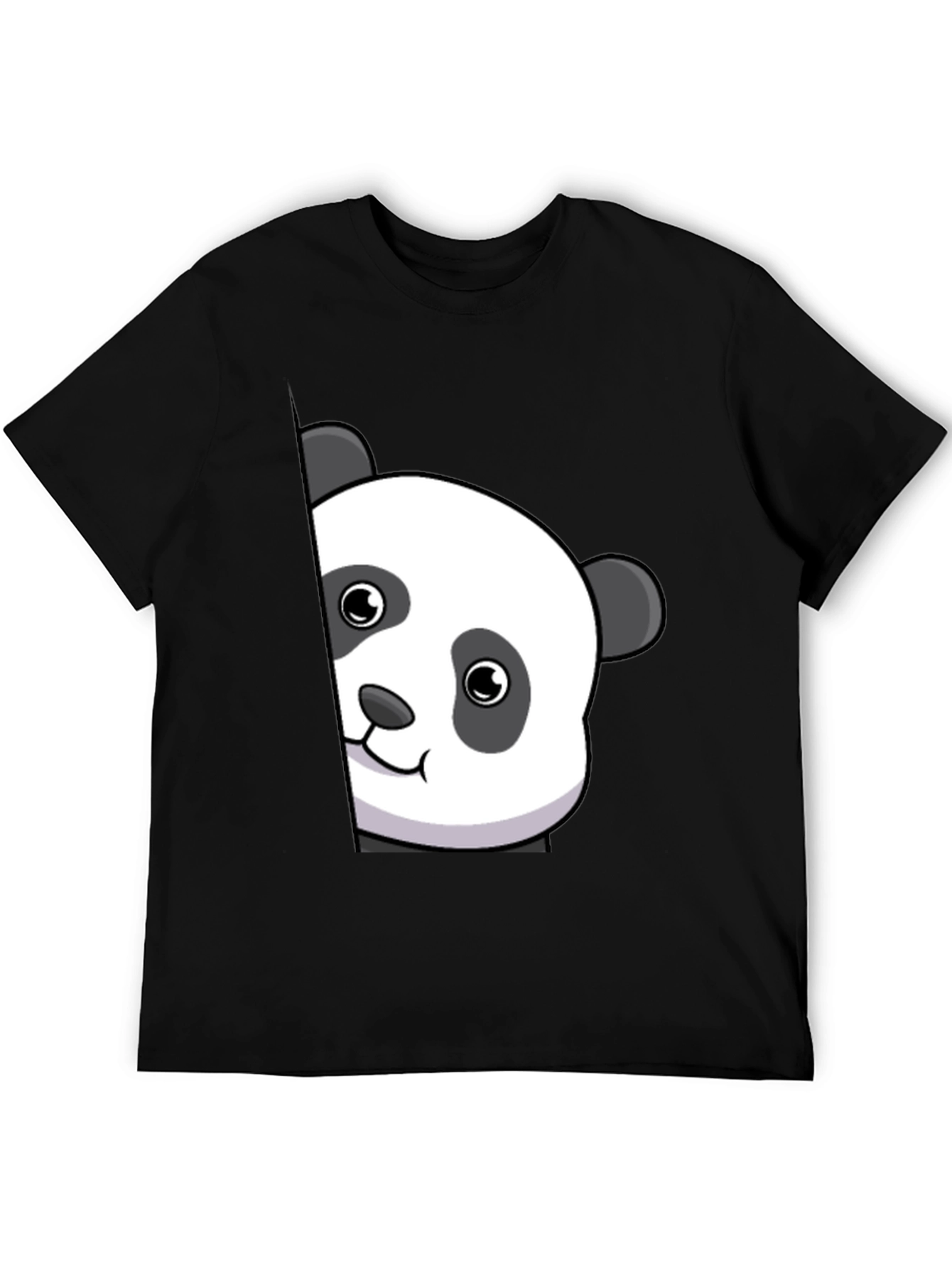 Cute Panda Peek Black T-Shirt - Unique Animal Tee