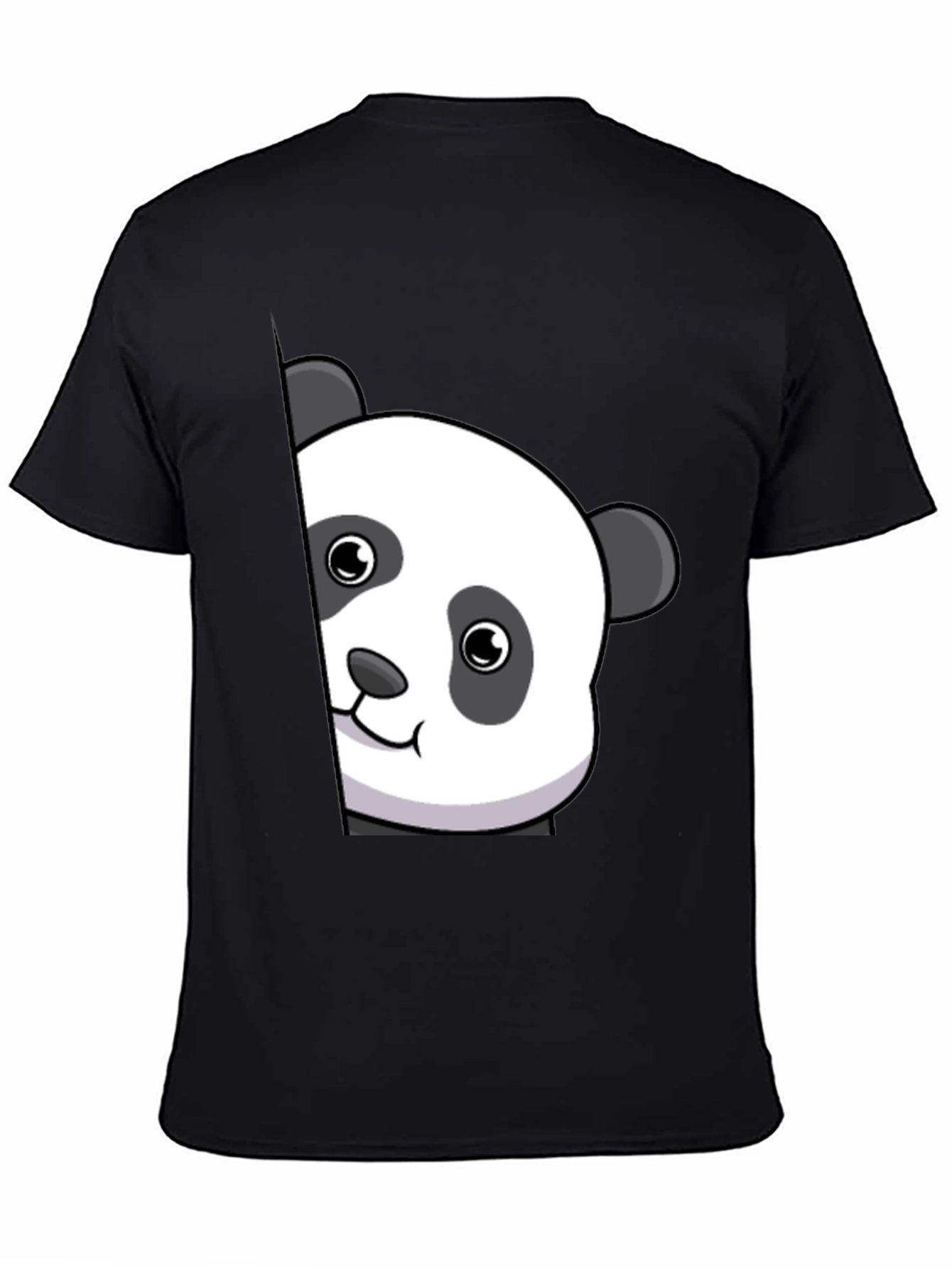 Cute Panda Peek Black T-Shirt - Unique Animal Tee