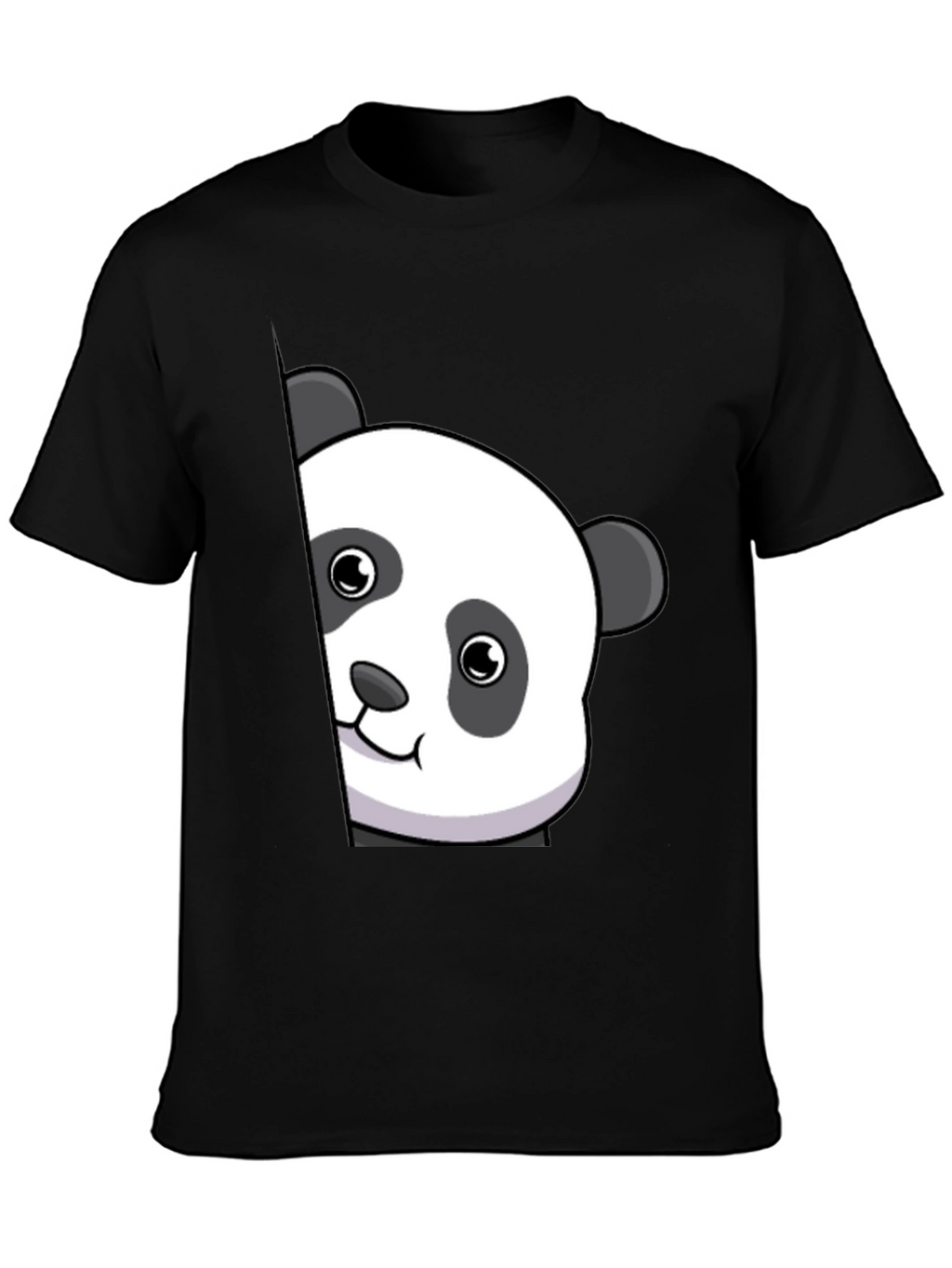 Cute Panda Peek Black T-Shirt - Unique Animal Tee