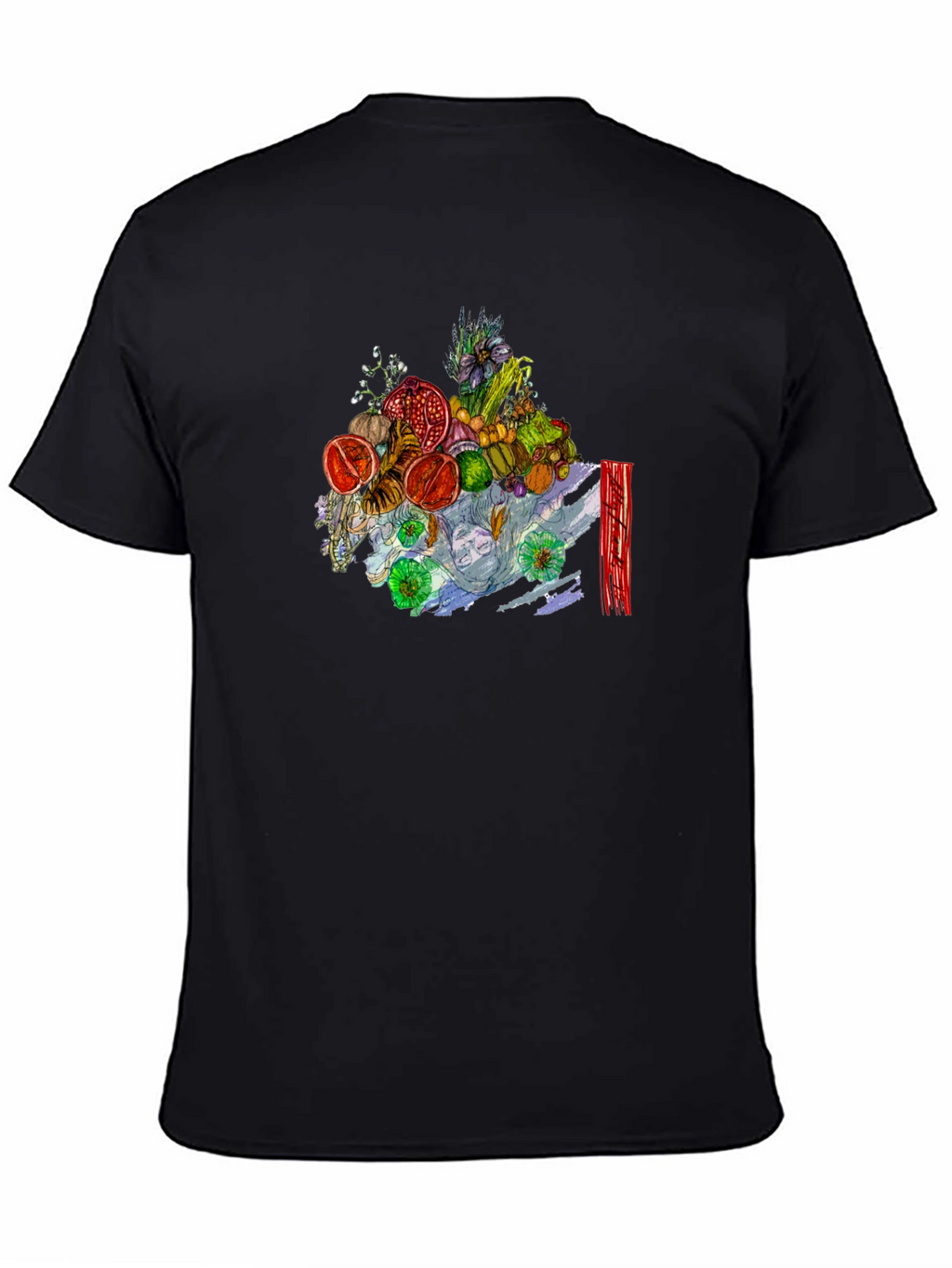 Fruit & Floral Art Black Tee