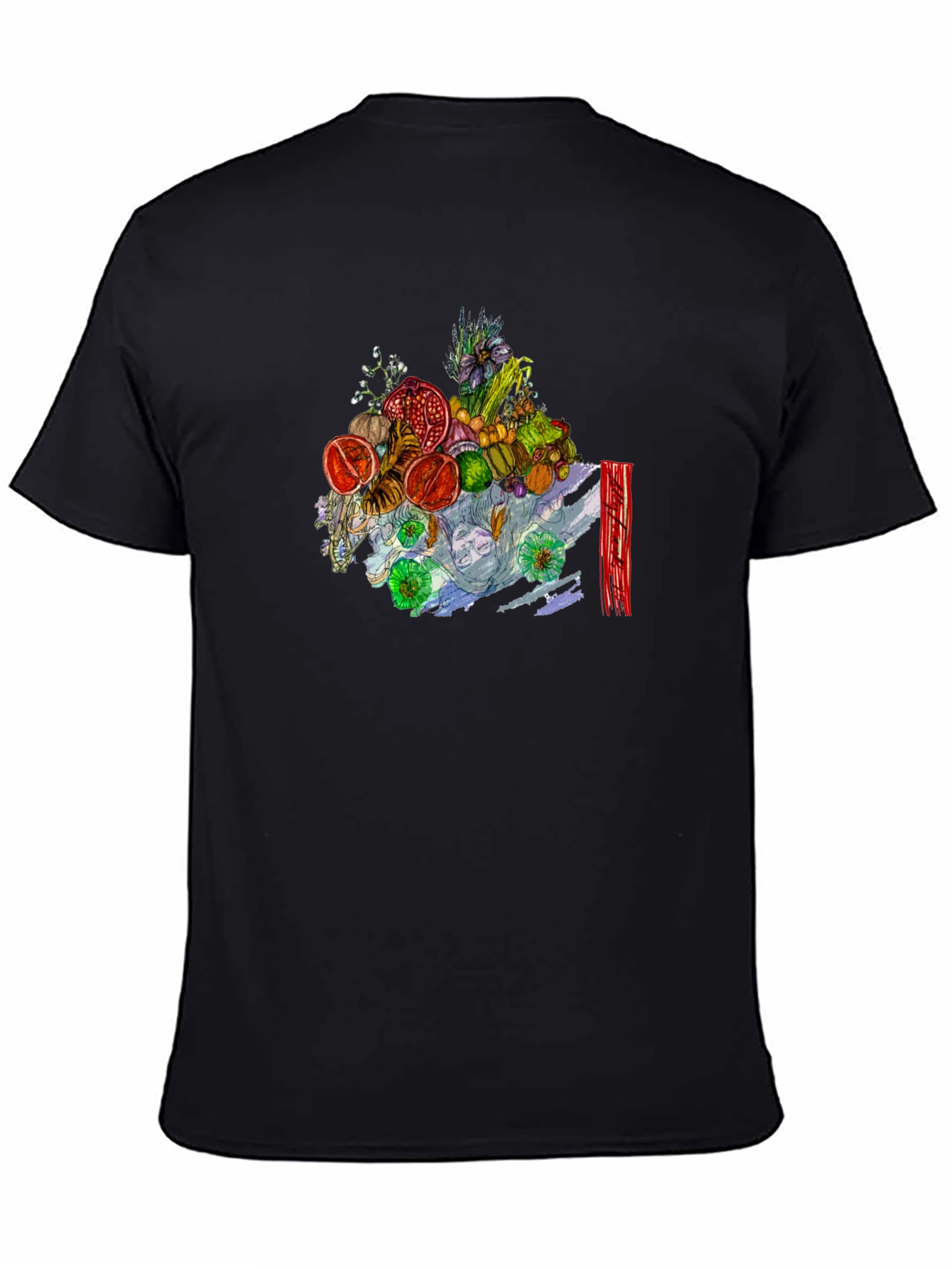 Fruit & Floral Art Black Tee