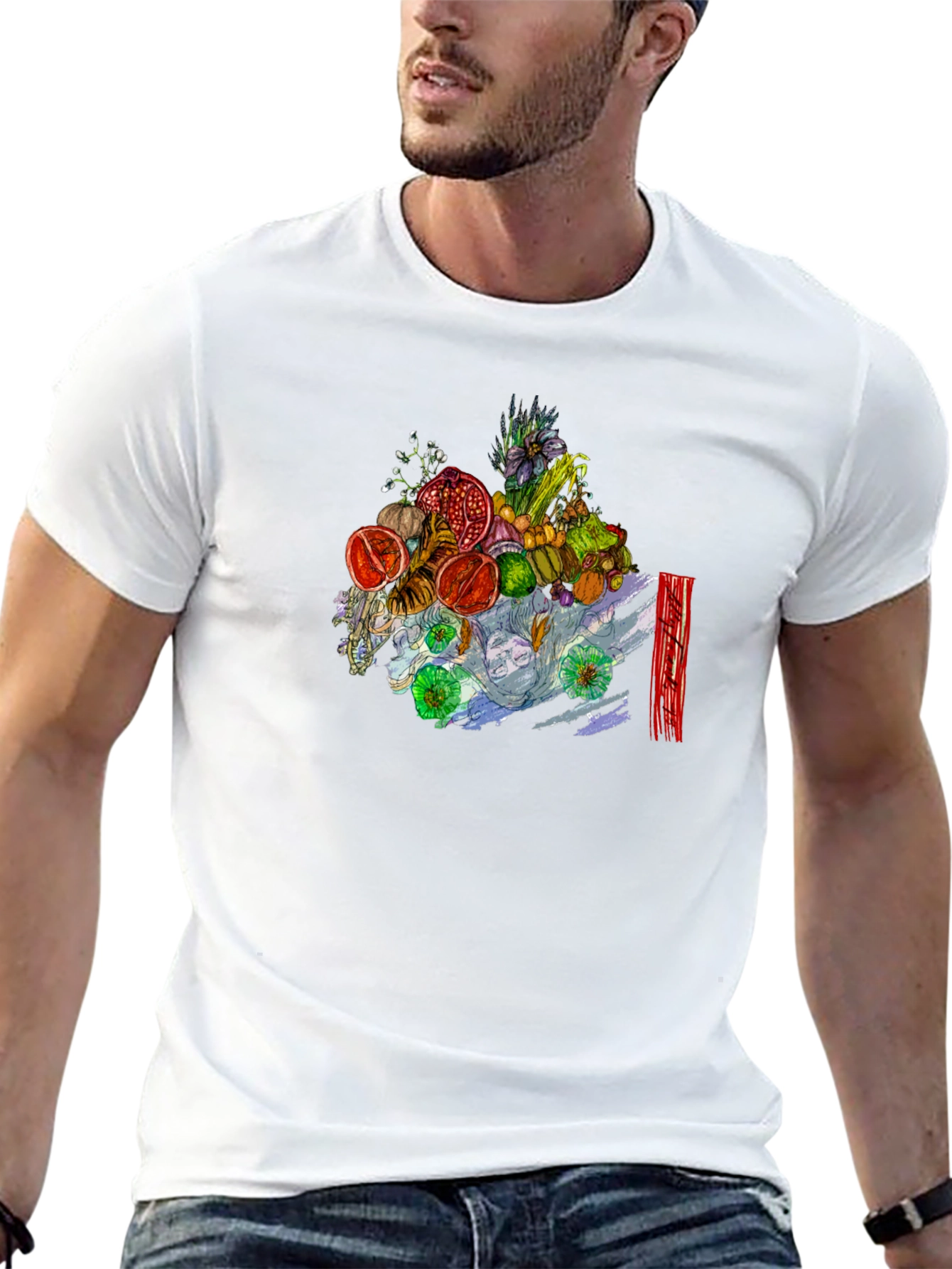 Fruit & Floral Art Black Tee
