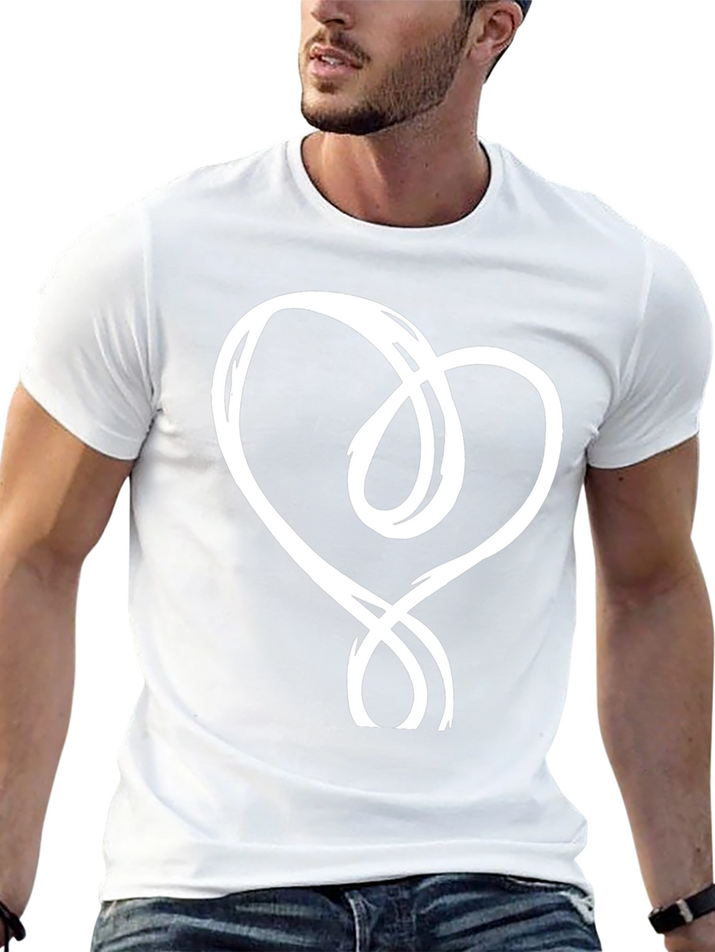 Black T-Shirt with Abstract Heart Design