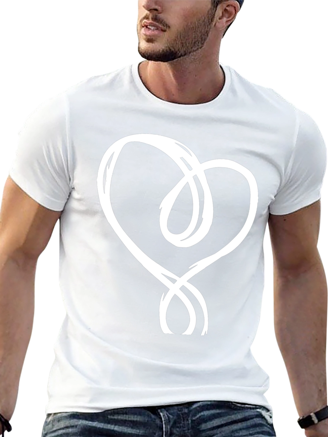 Black T-Shirt with Abstract Heart Design