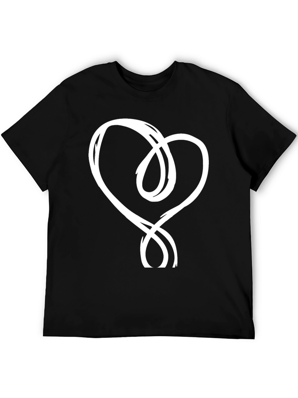 Black T-Shirt with Abstract Heart Design