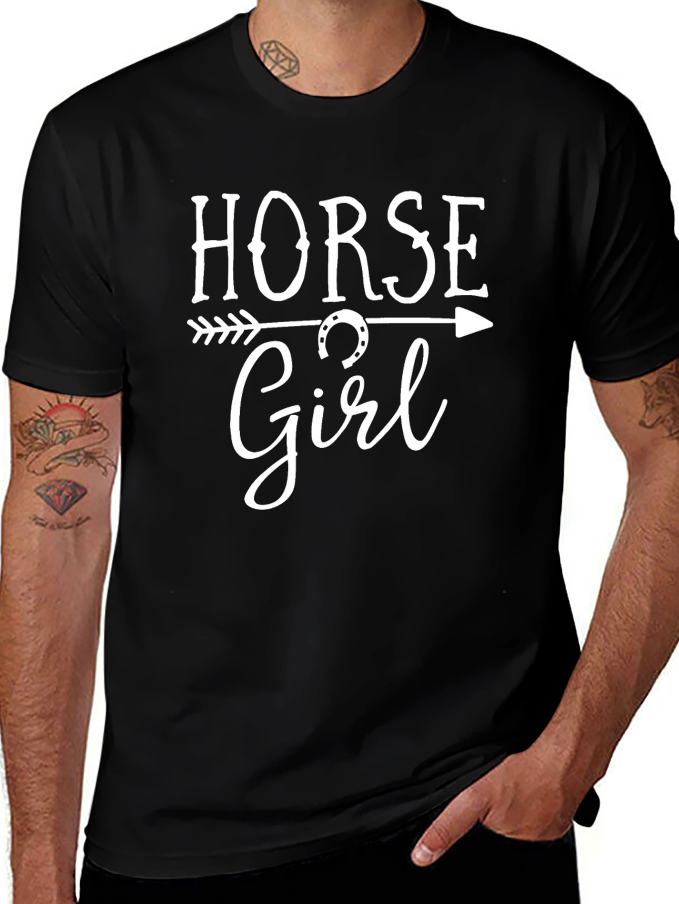 Horse Girl Arrow Horseshoe Graphic Tee Shirt
