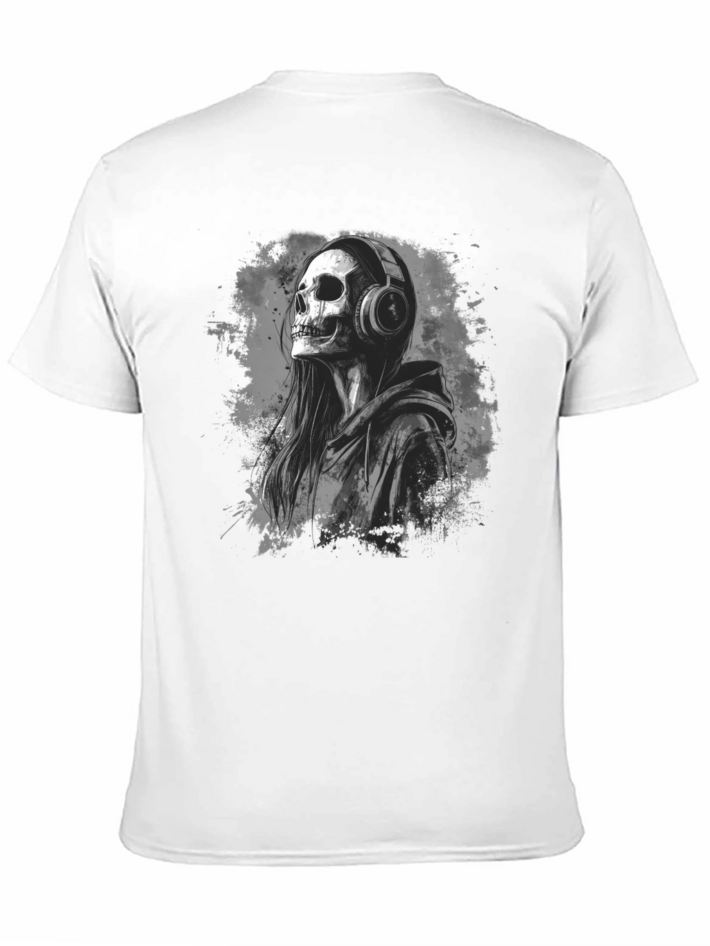 Skull in Headphones Black T-Shirt