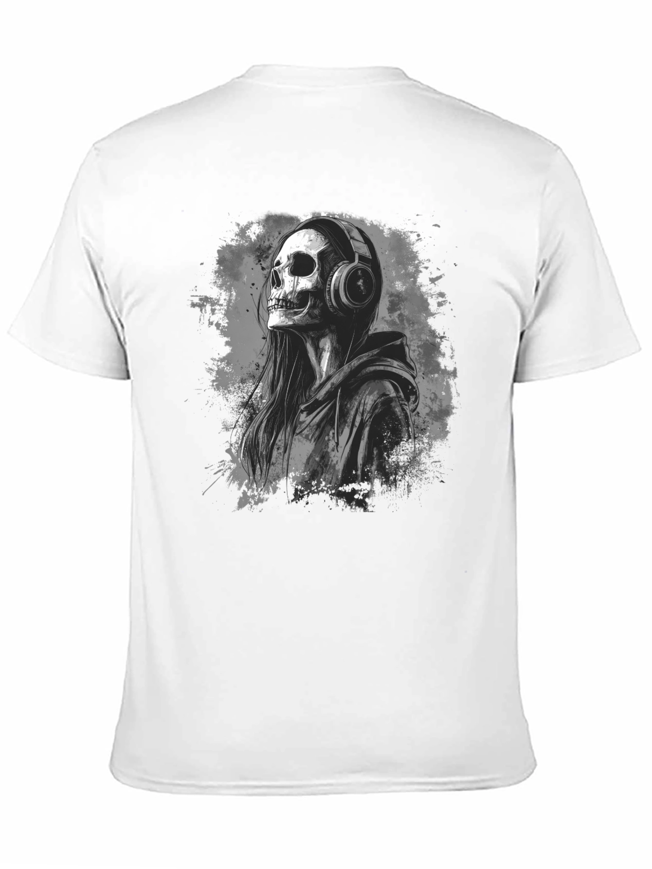 Skull in Headphones Black T-Shirt