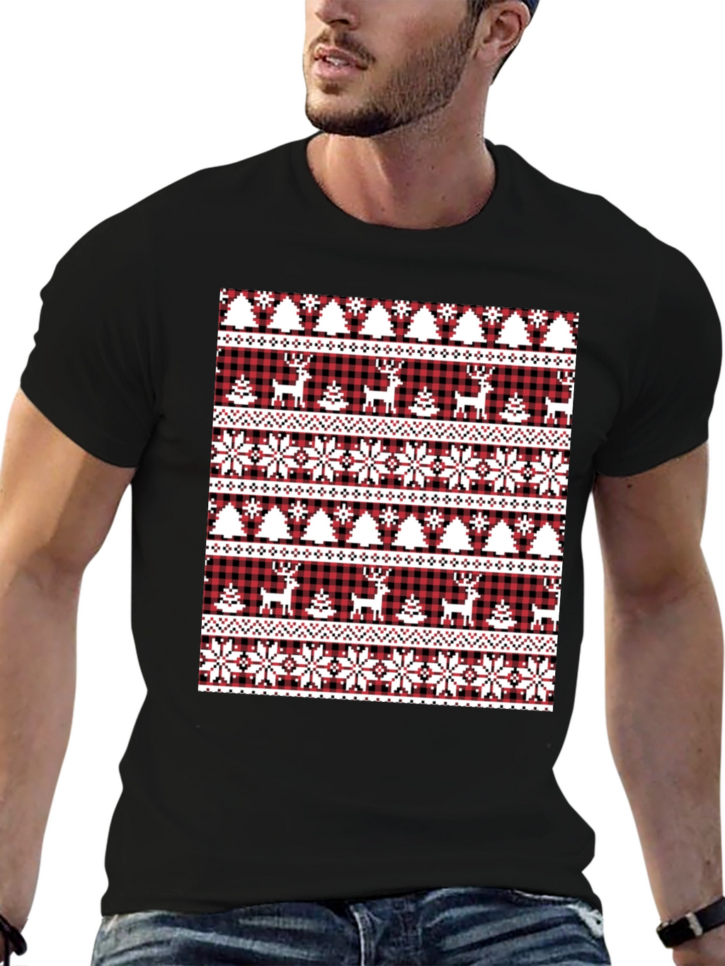 Festive Christmas Deer & Tree T-Shirt