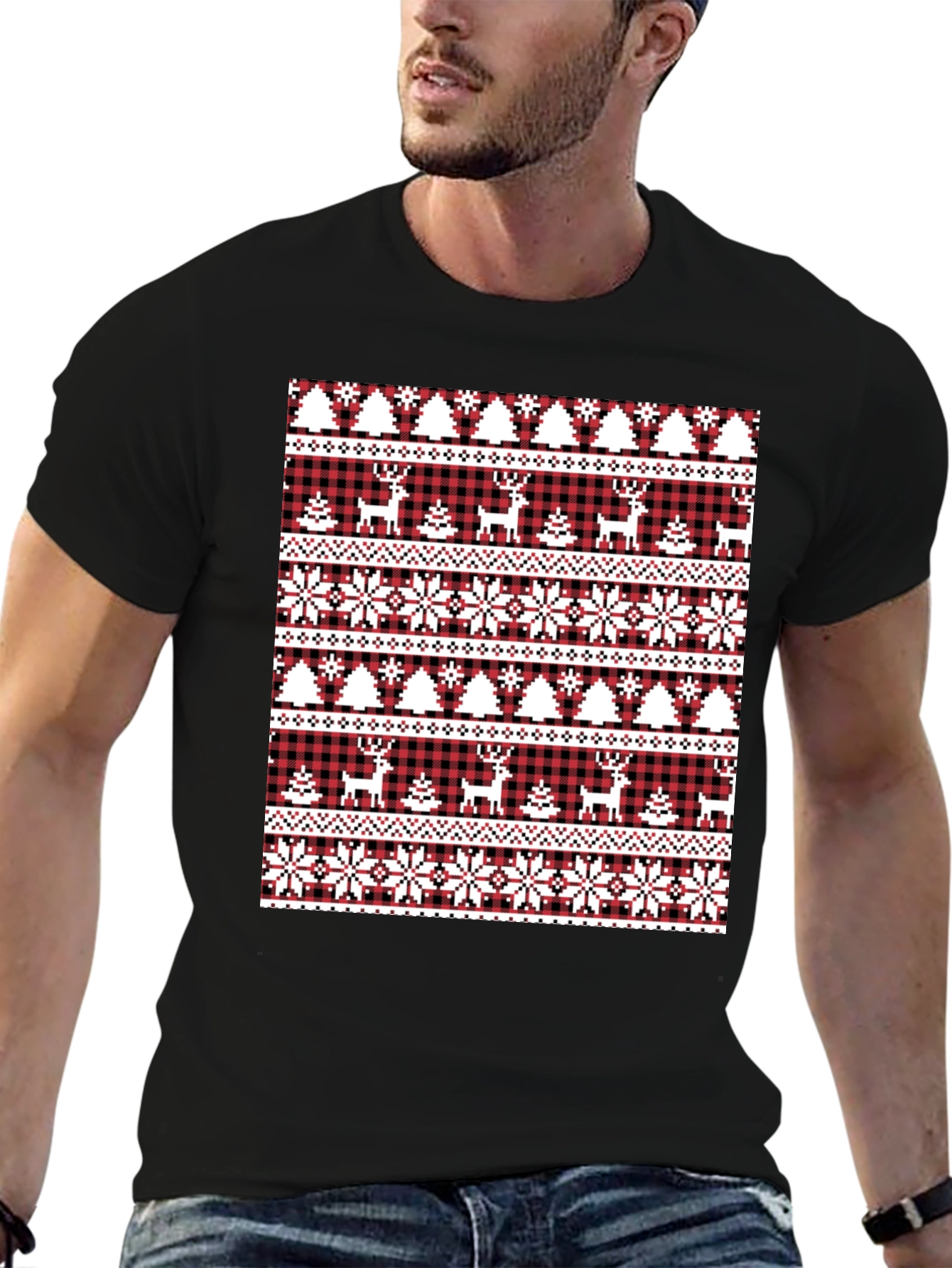 Festive Christmas Deer & Tree T-Shirt
