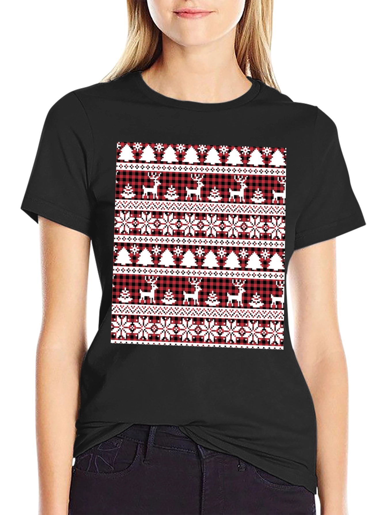 Festive Christmas Deer & Tree T-Shirt