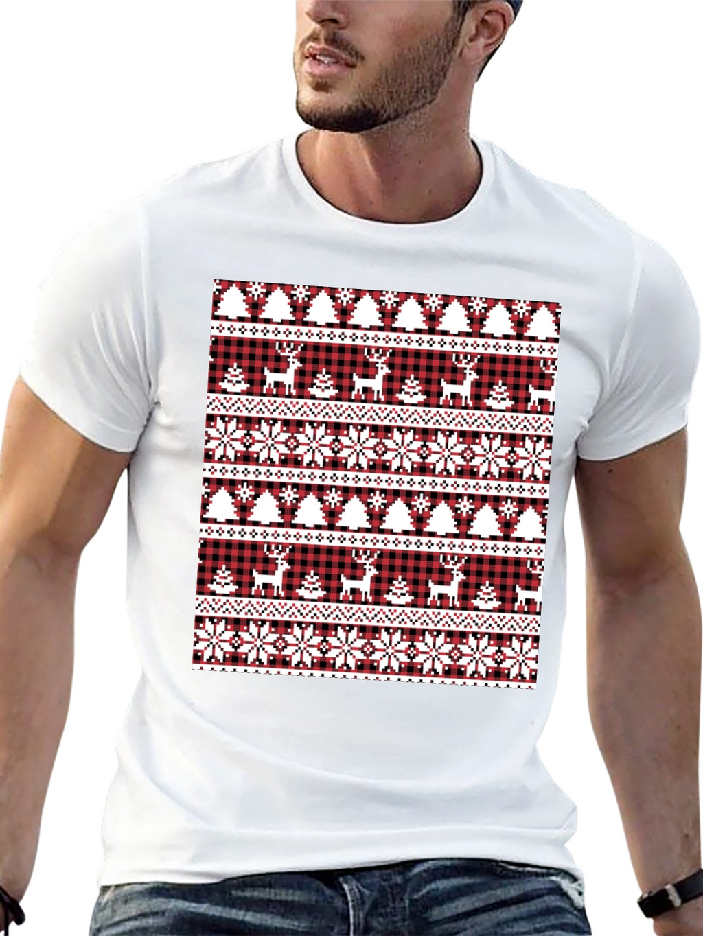 Festive Christmas Deer & Tree T-Shirt