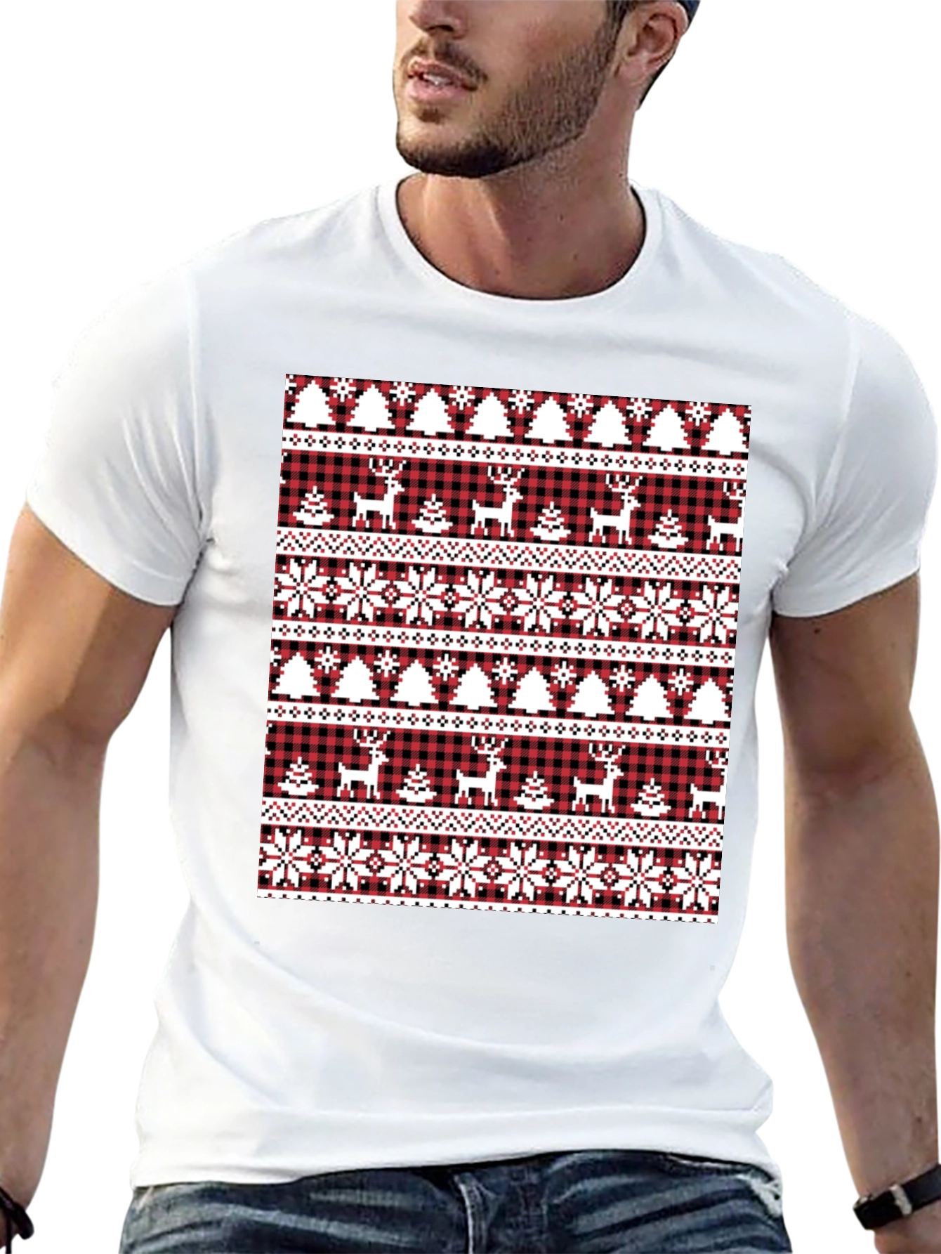 Festive Christmas Deer & Tree T-Shirt