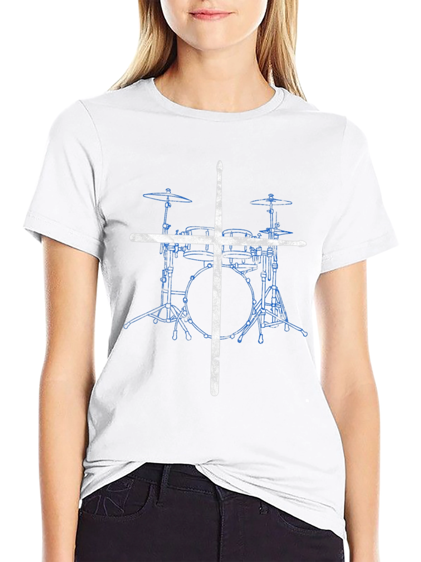 Drum Set T-Shirt with Drumsticks